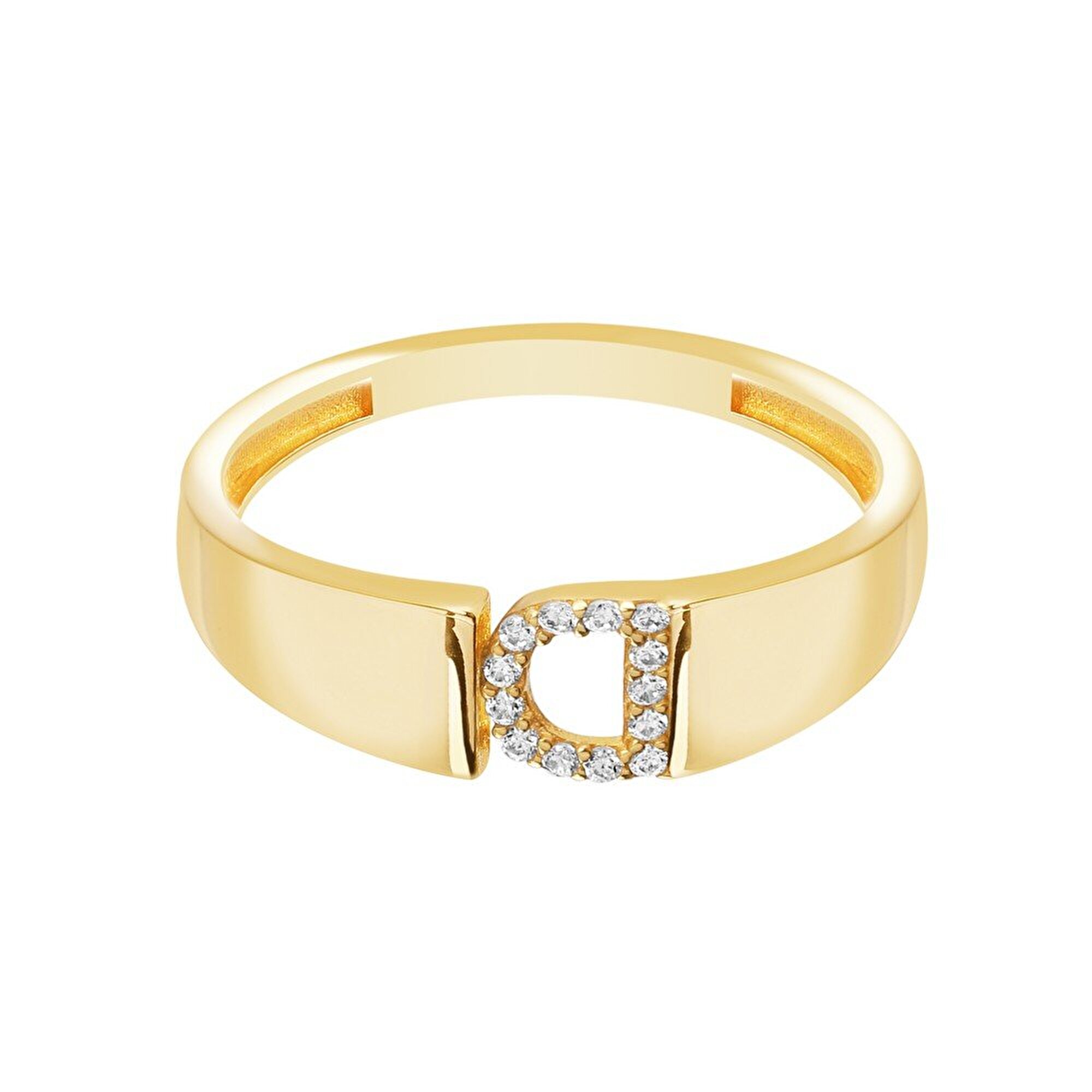 14 Ayar Sarı Altın D Harf Yüzük