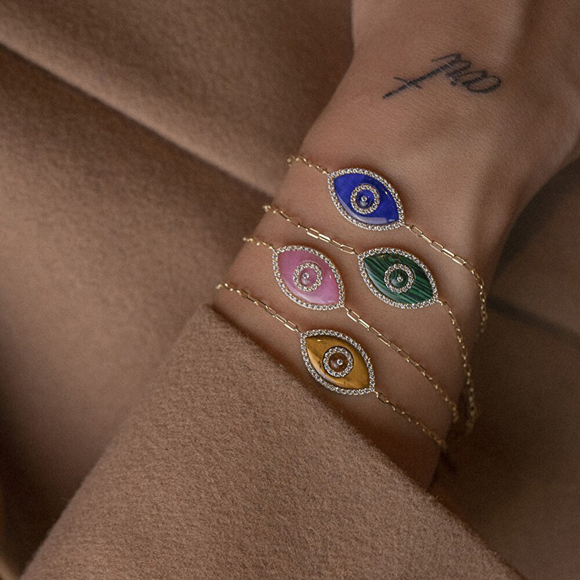 14 Ayar Sarı Altın Nazar Boncuklu Bileklik