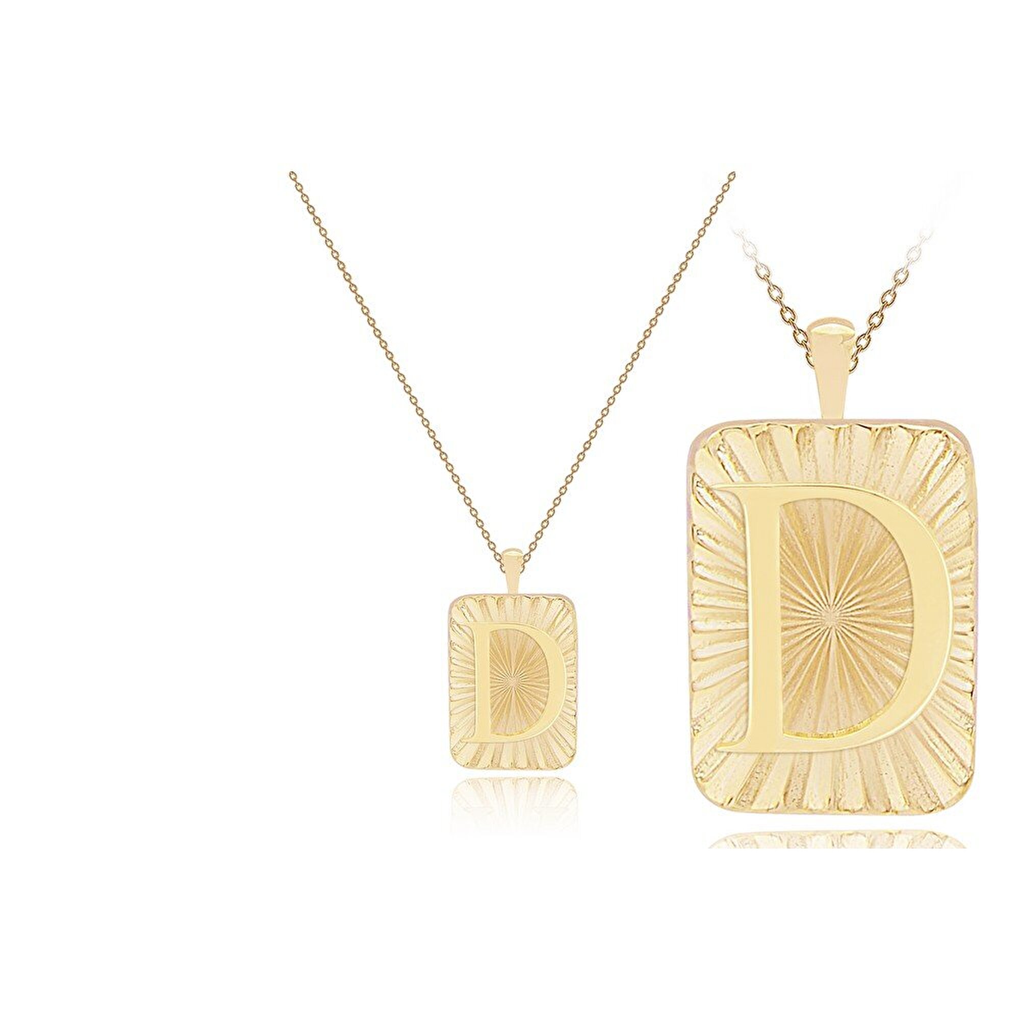 14 Ayar D Harf Plaka Kolye