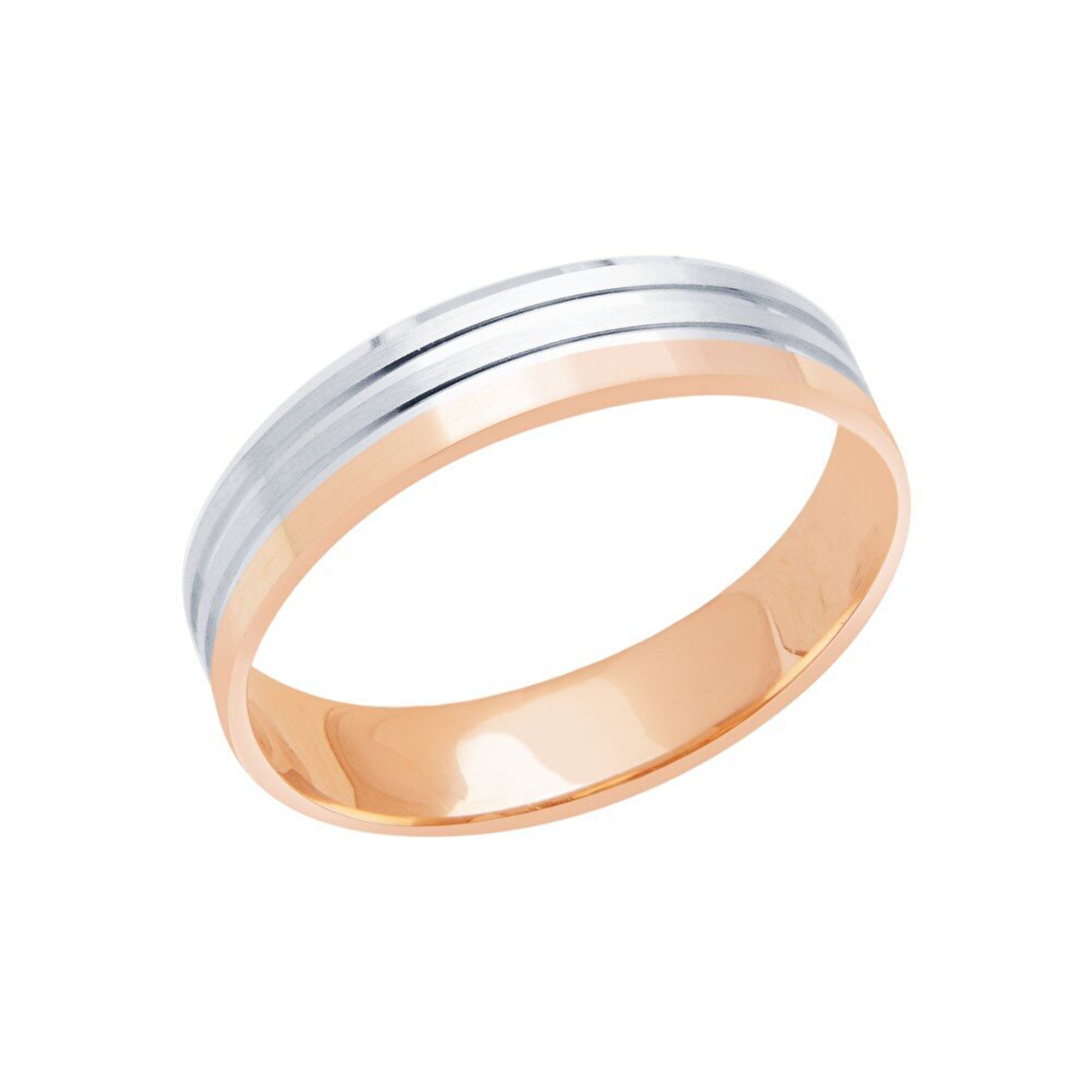 14 Ayar Beyaz-Rose Altın Modern Alyans