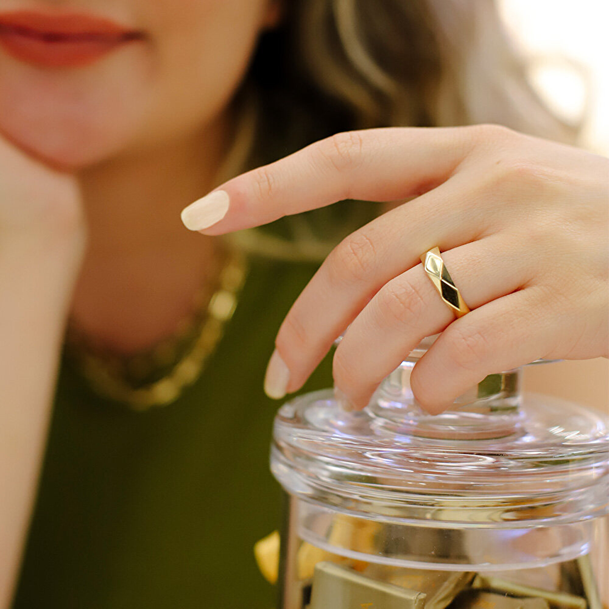 14 Ayar Sarı Altın Trend Prizma Yüzük