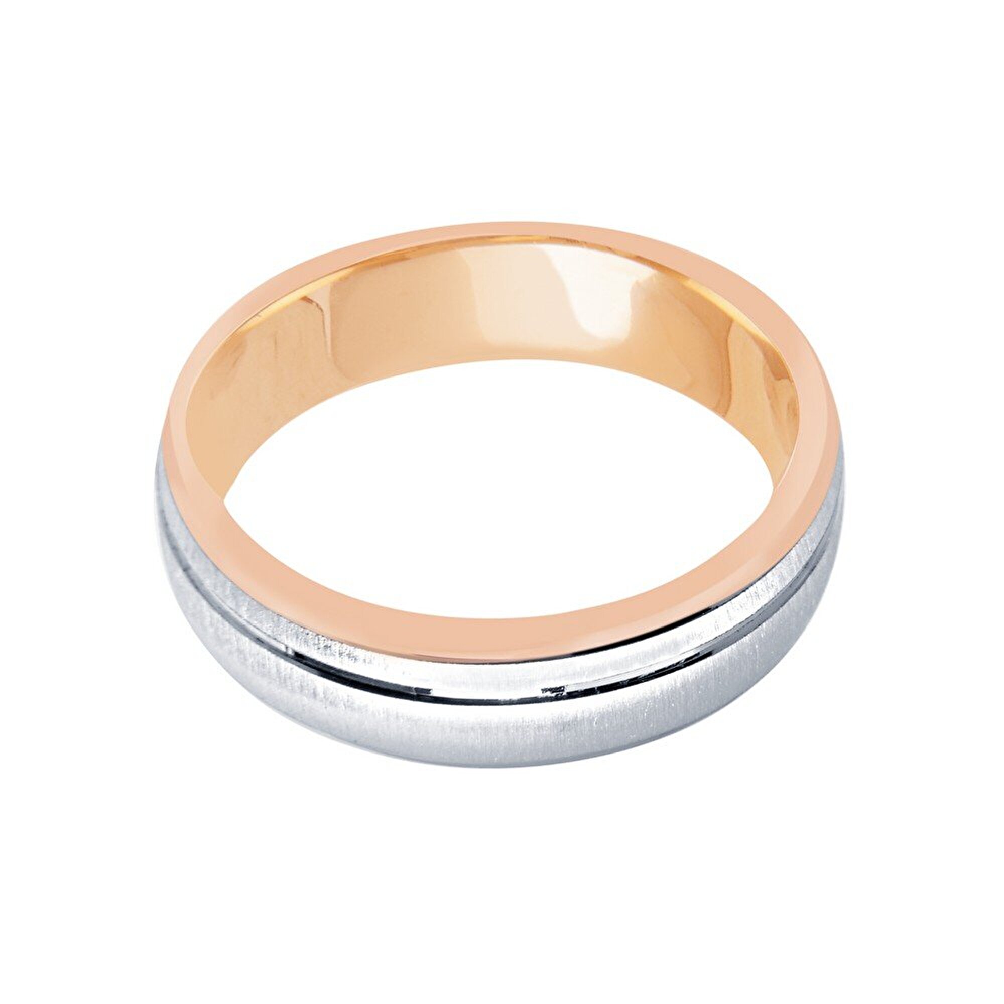 14 Ayar Rose-Beyaz Altın Modern Alyans