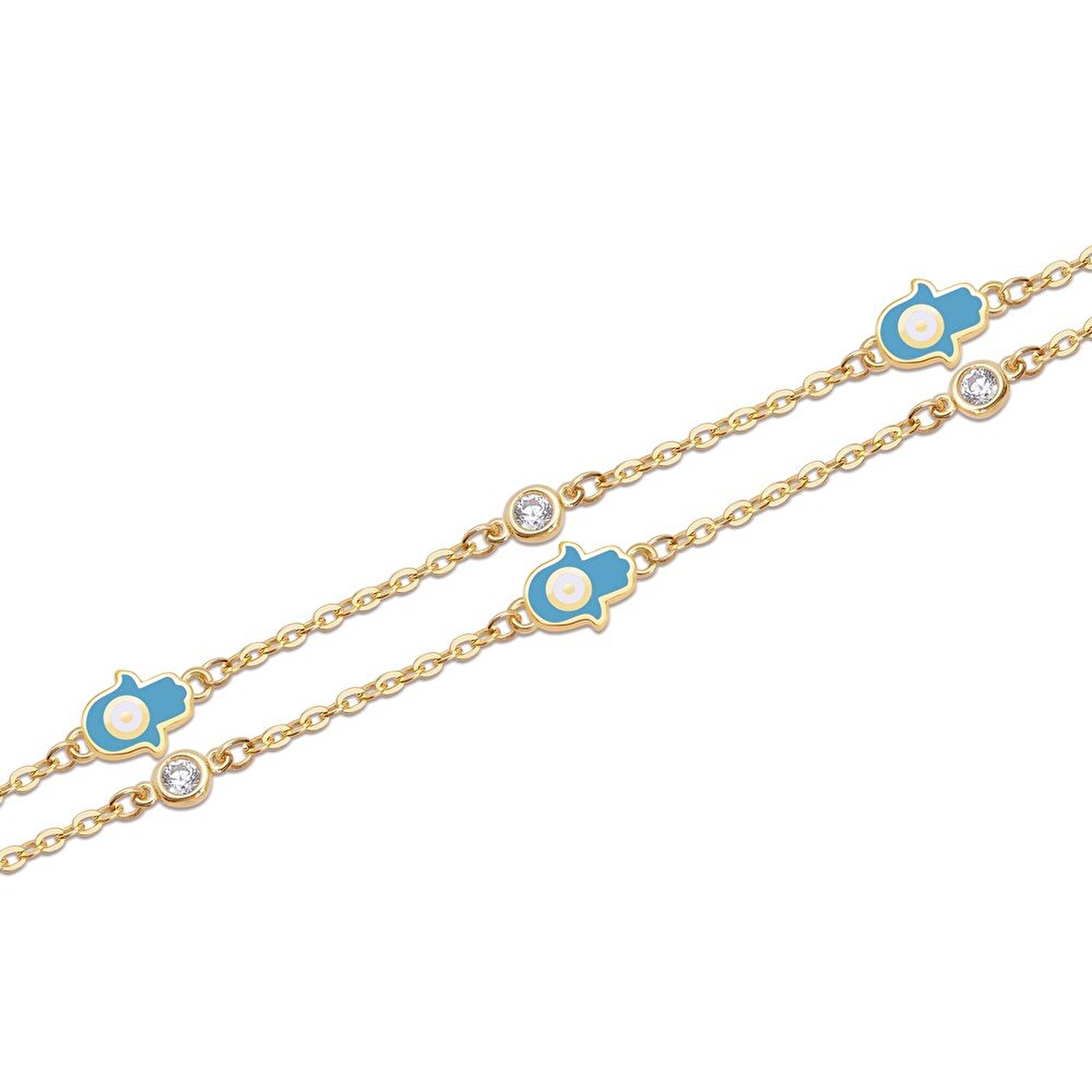 14 Ayar Sarı Altın Fatma Ana Eli Figürlü Bileklik