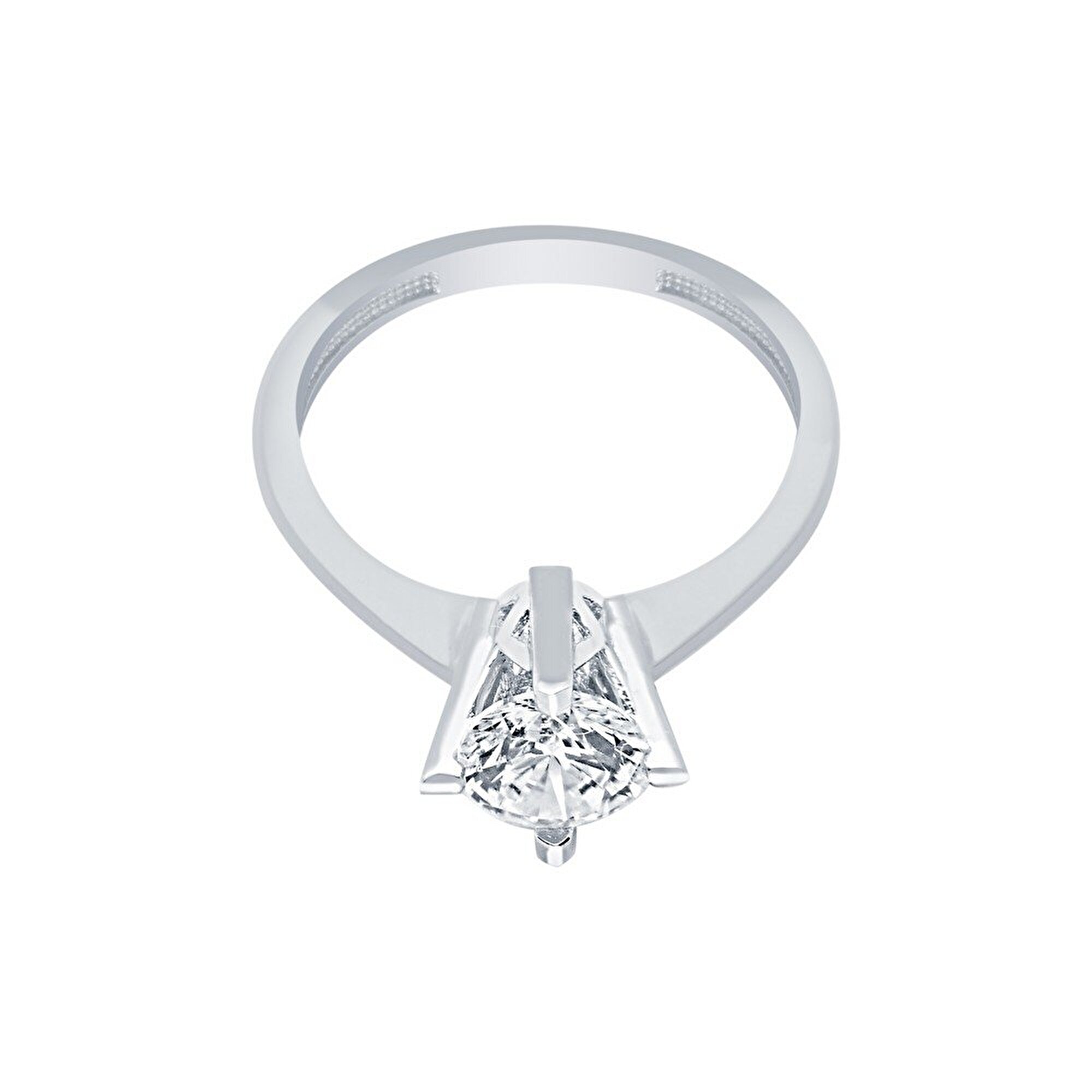 14 Ayar Beyaz Altın Tektaş Yüzük