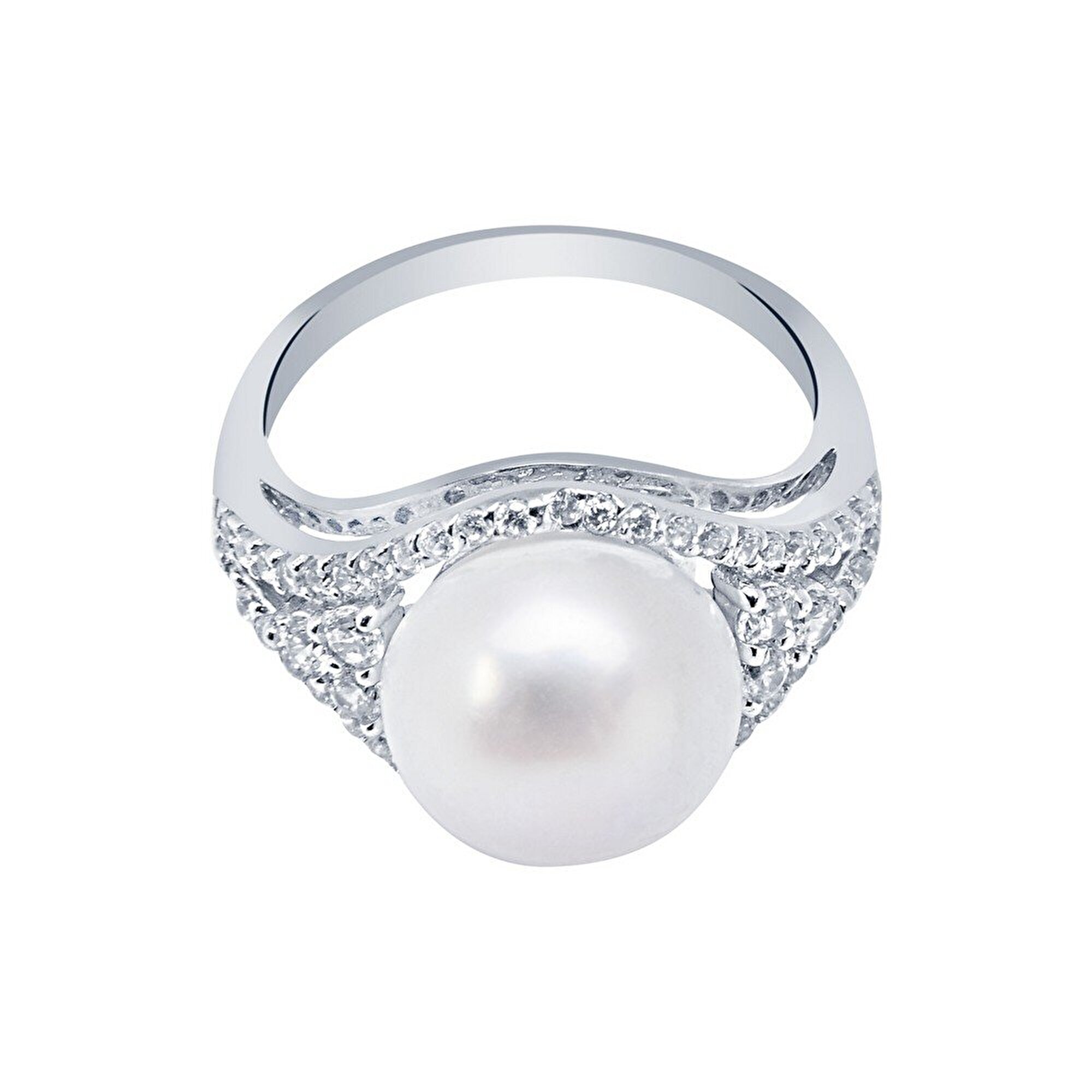 14 Ayar Beyaz Altın İnci Yüzük