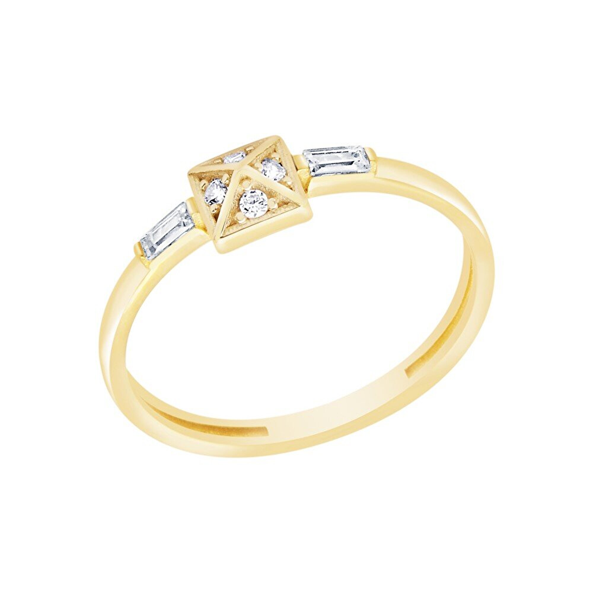 14 Ayar Sarı Altın Baget Yüzük