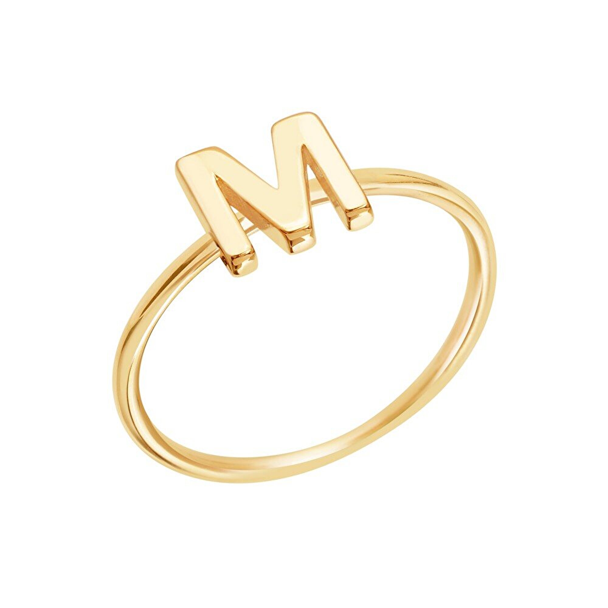 14 Ayar Sarı Altın M Harf Yüzük