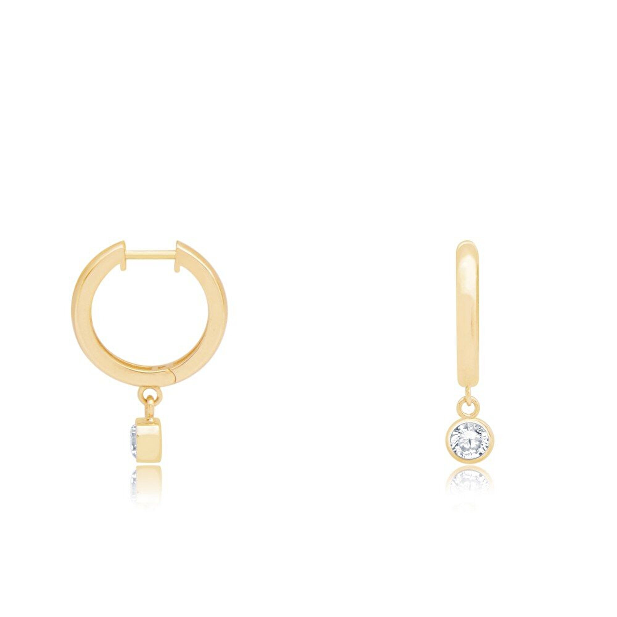 14 Ayar Sarı Altın Sallantılı Taşlı Küpe