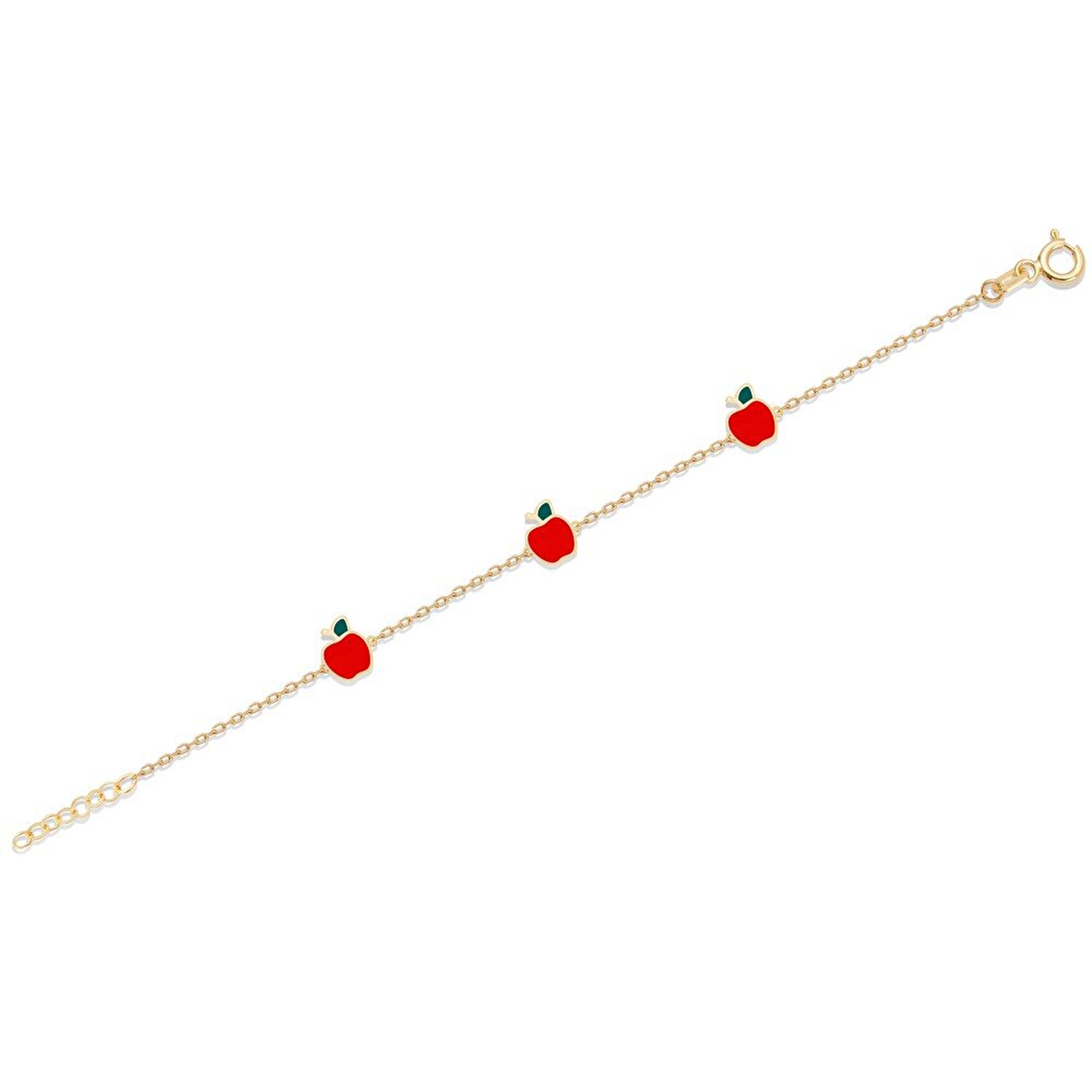 14 Ayar Sarı Altın Elma Figürlü Bileklik