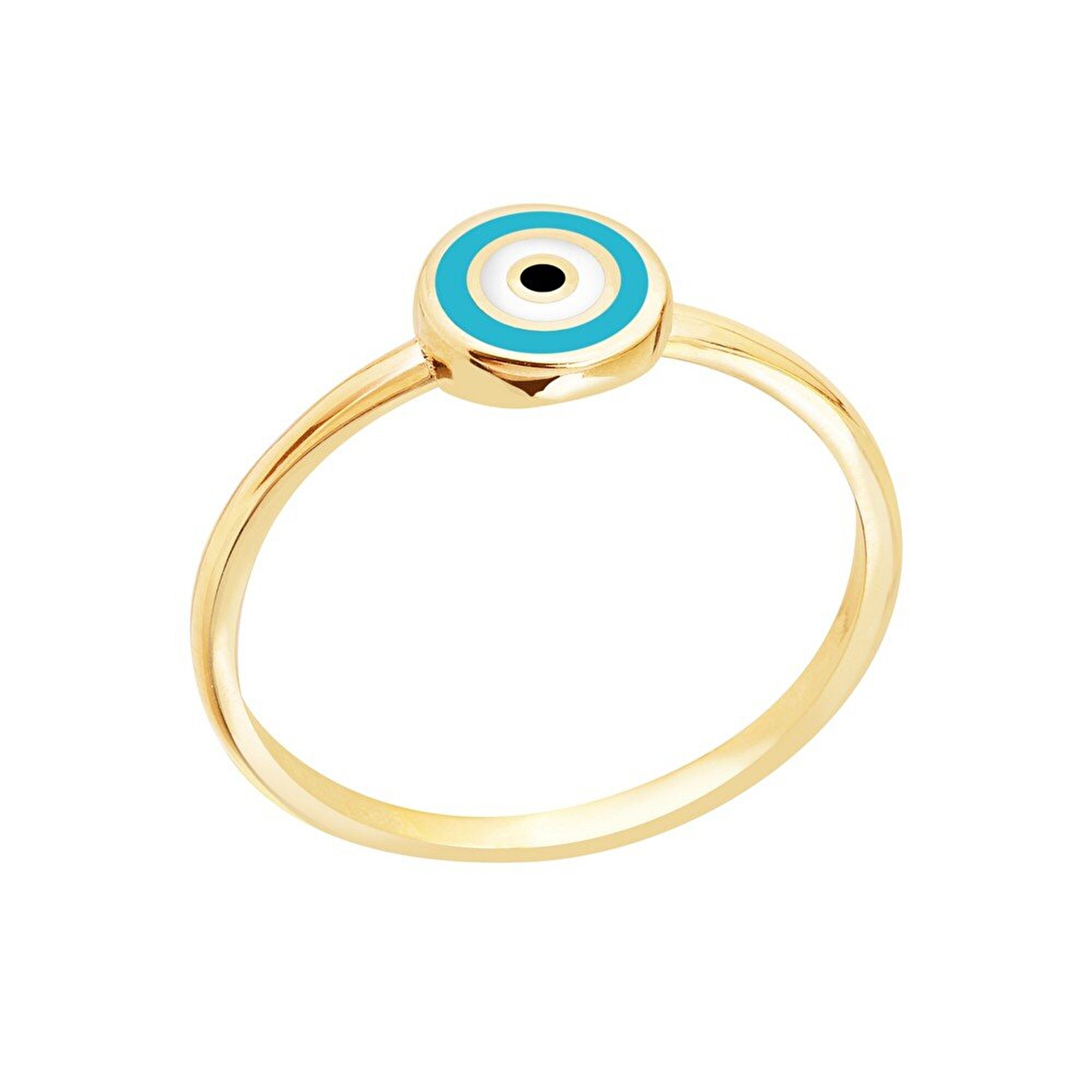 14 Ayar Sarı Altın Mavi Mineli Göz Yüzük