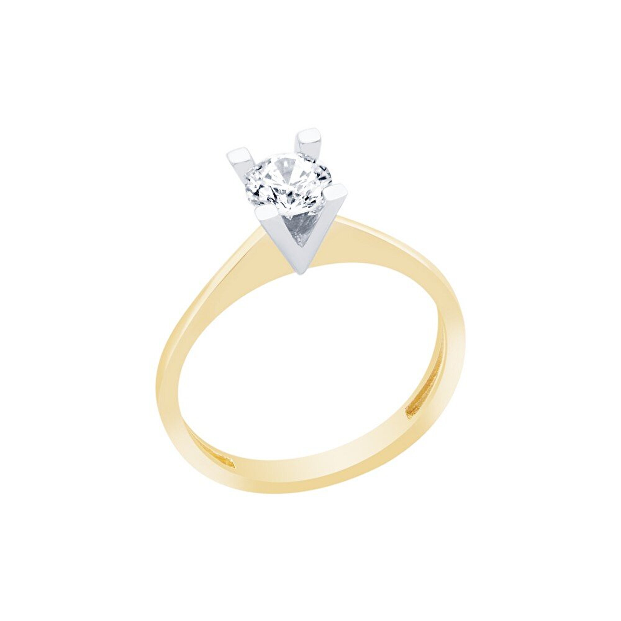 14 Ayar Sarı-Beyaz Altın Tektaş Yüzük