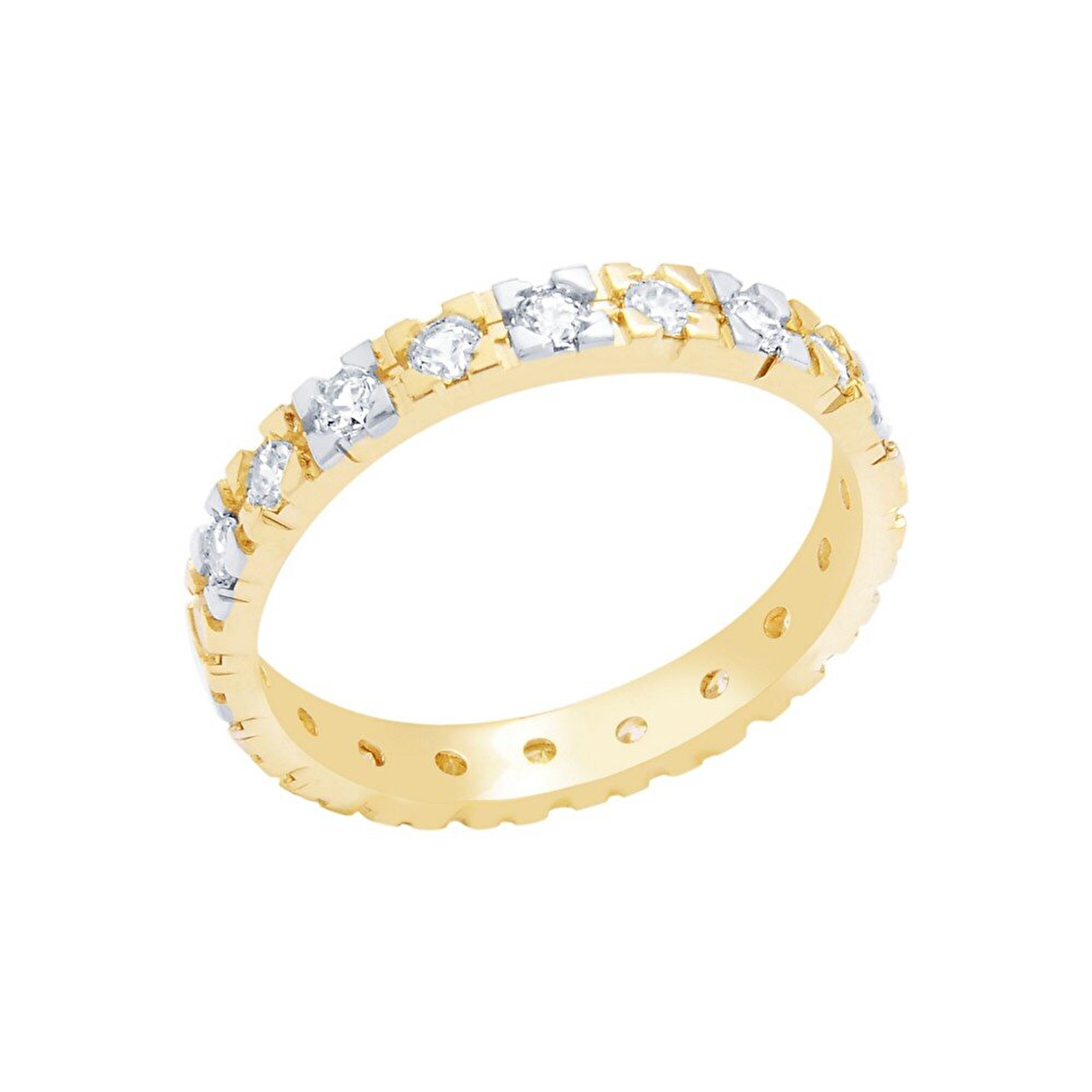 14 Ayar Sarı-Beyaz Altın Modern Alyans