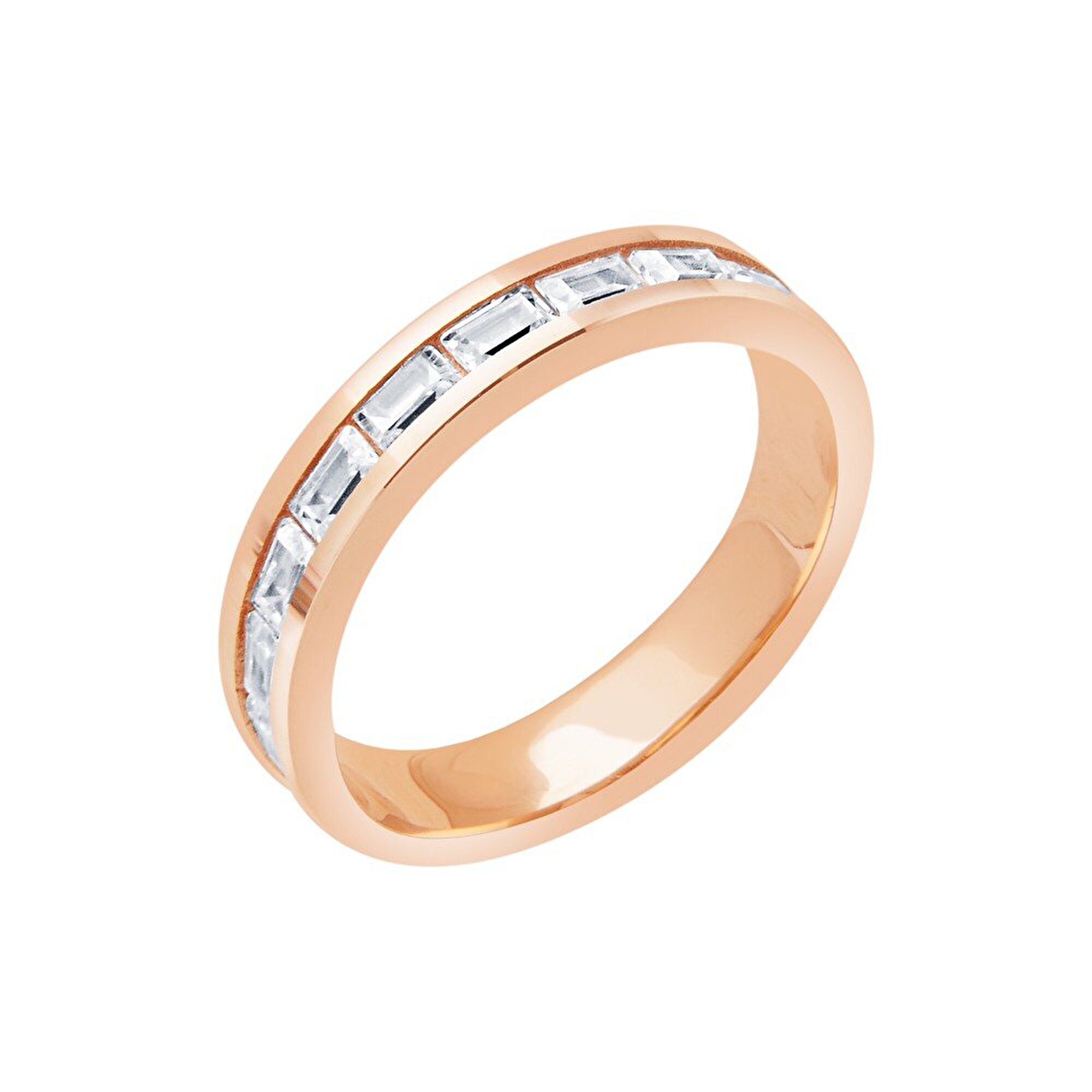 14 Ayar Beyaz-Rose Altın Modern Alyans