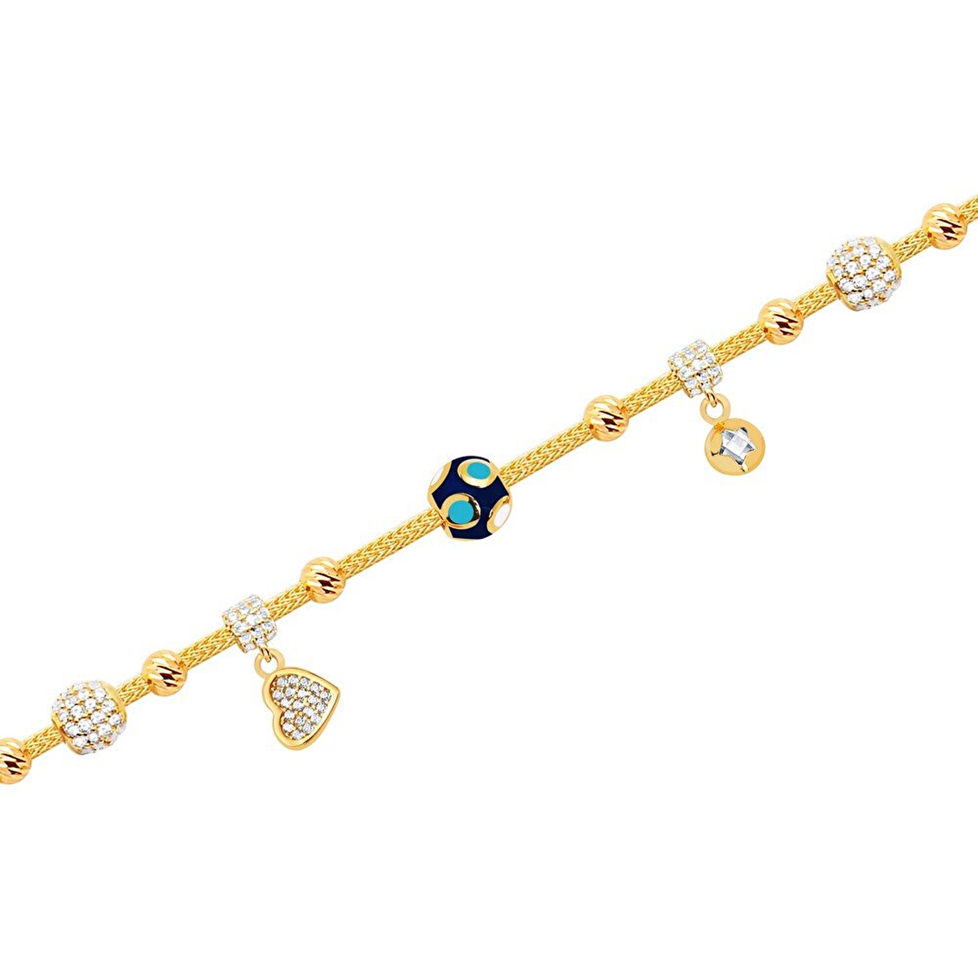 22 Ayar Sarı Altın Charm Bileklik