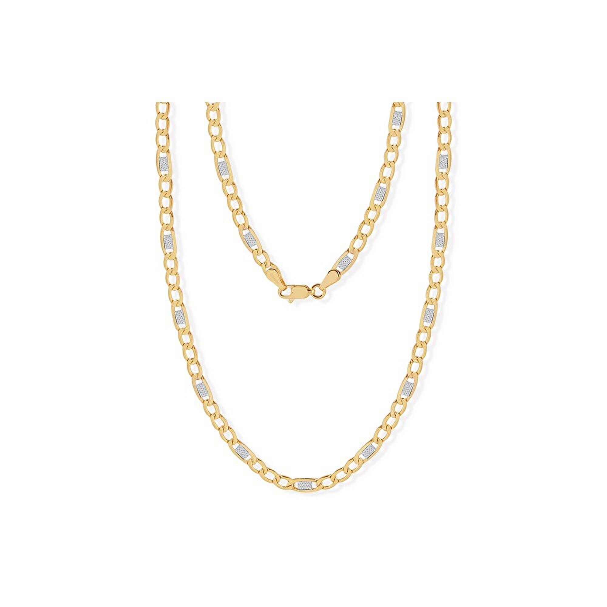 14 Ayar Sarı-Beyaz Altın Trend Zincir