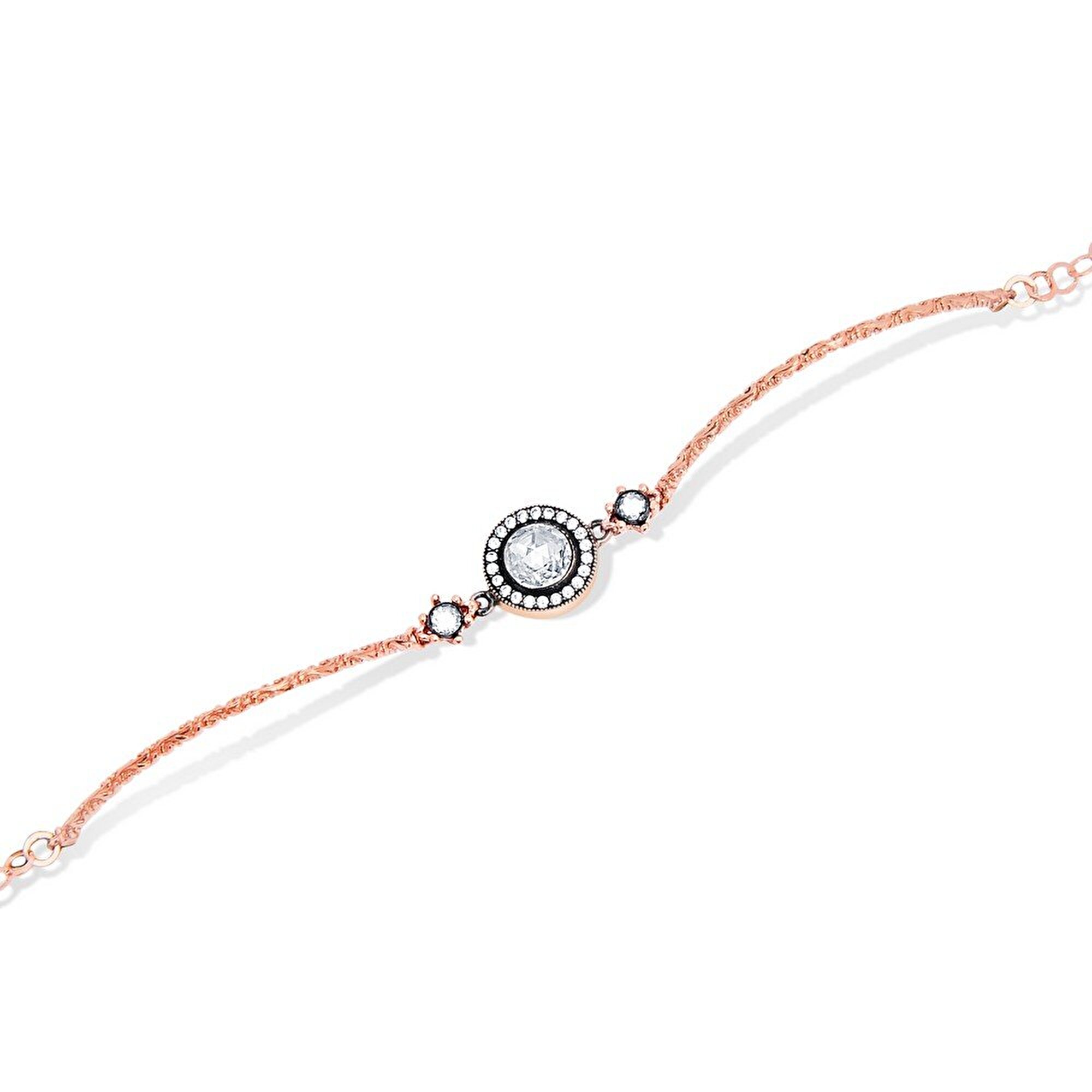 8 Ayar Rose Altın Elmas Görünümlü Bileklik