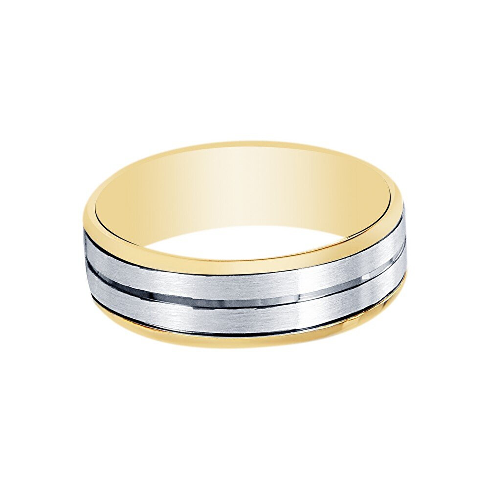 14 Ayar Sarı-Beyaz Altın Modern Alyans