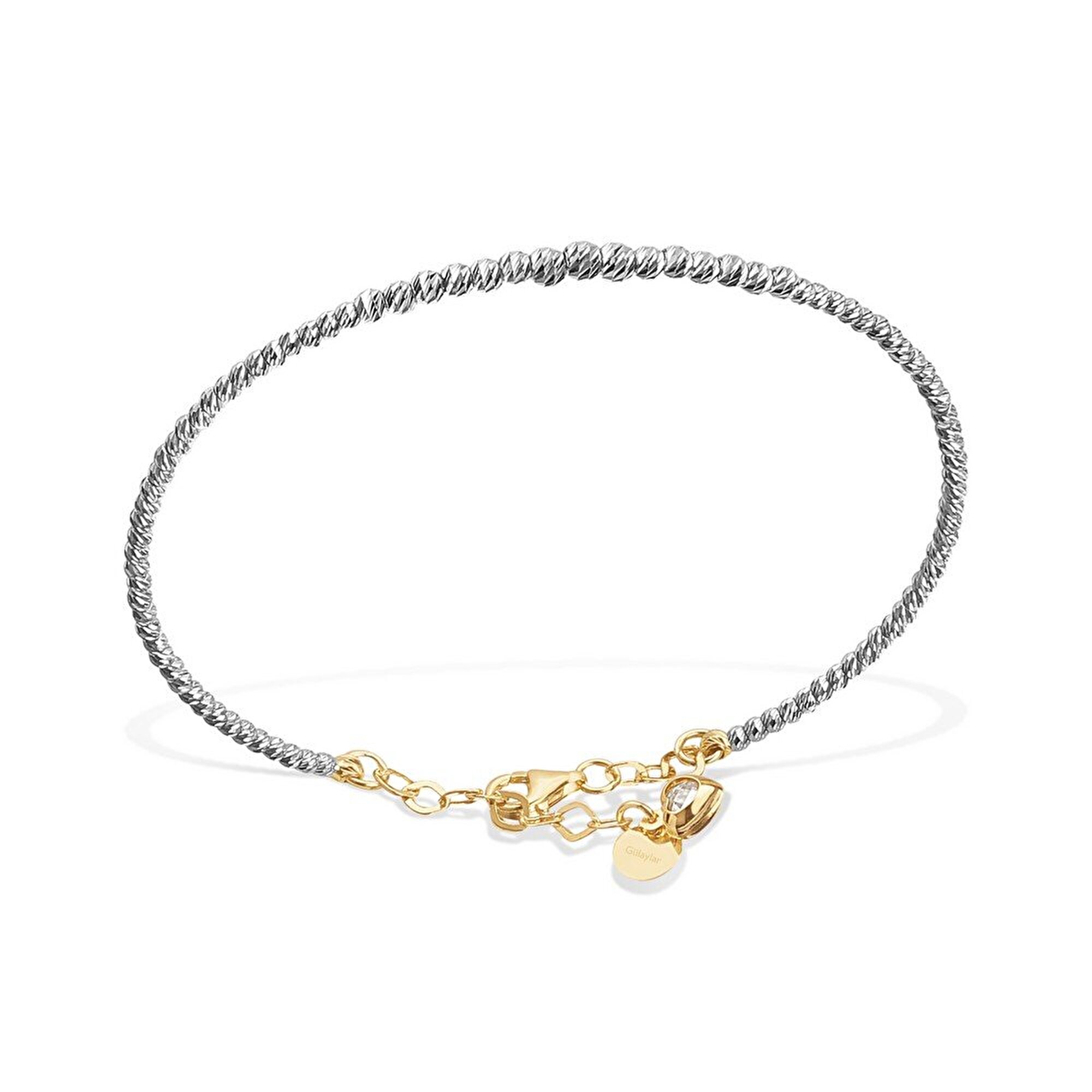 14 Ayar Beyaz-Sarı Altın Dorika Bilezik