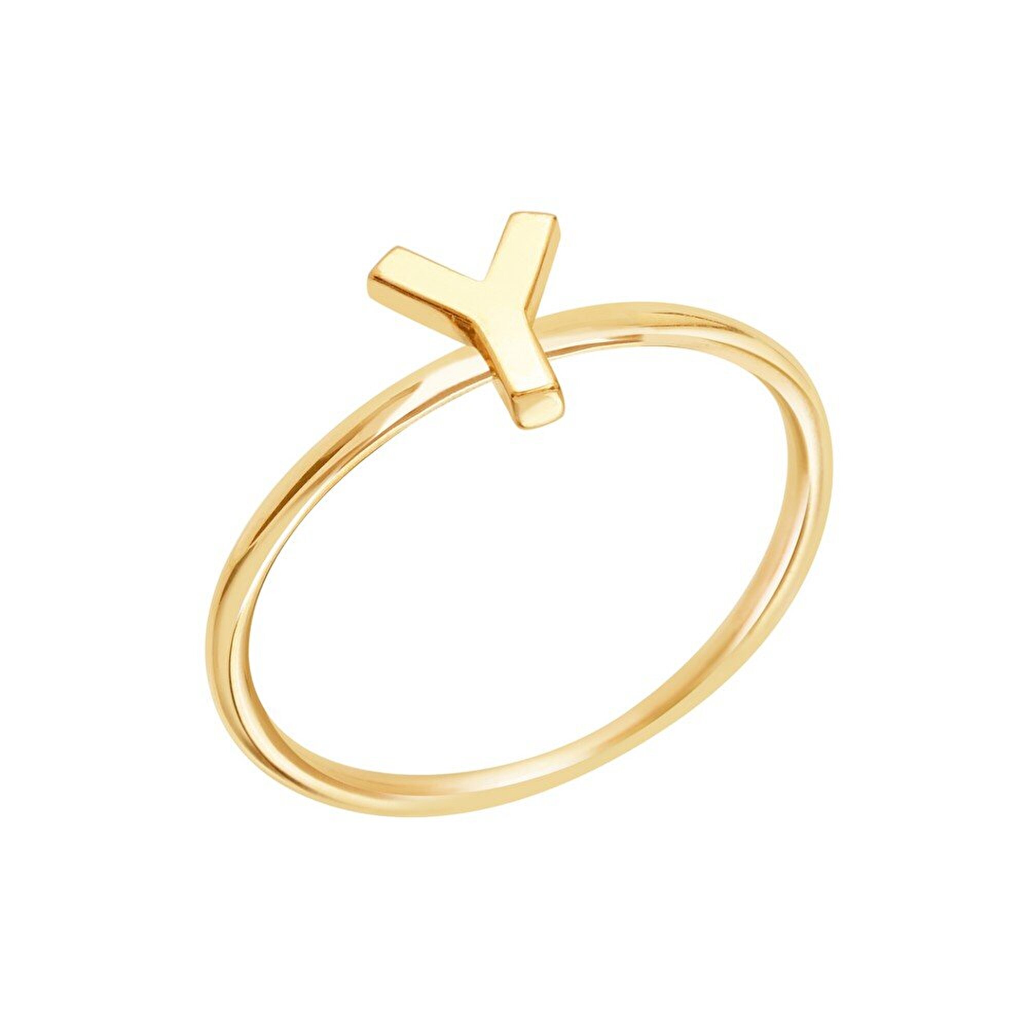 14 Ayar Sarı Altın Y Harf Yüzük