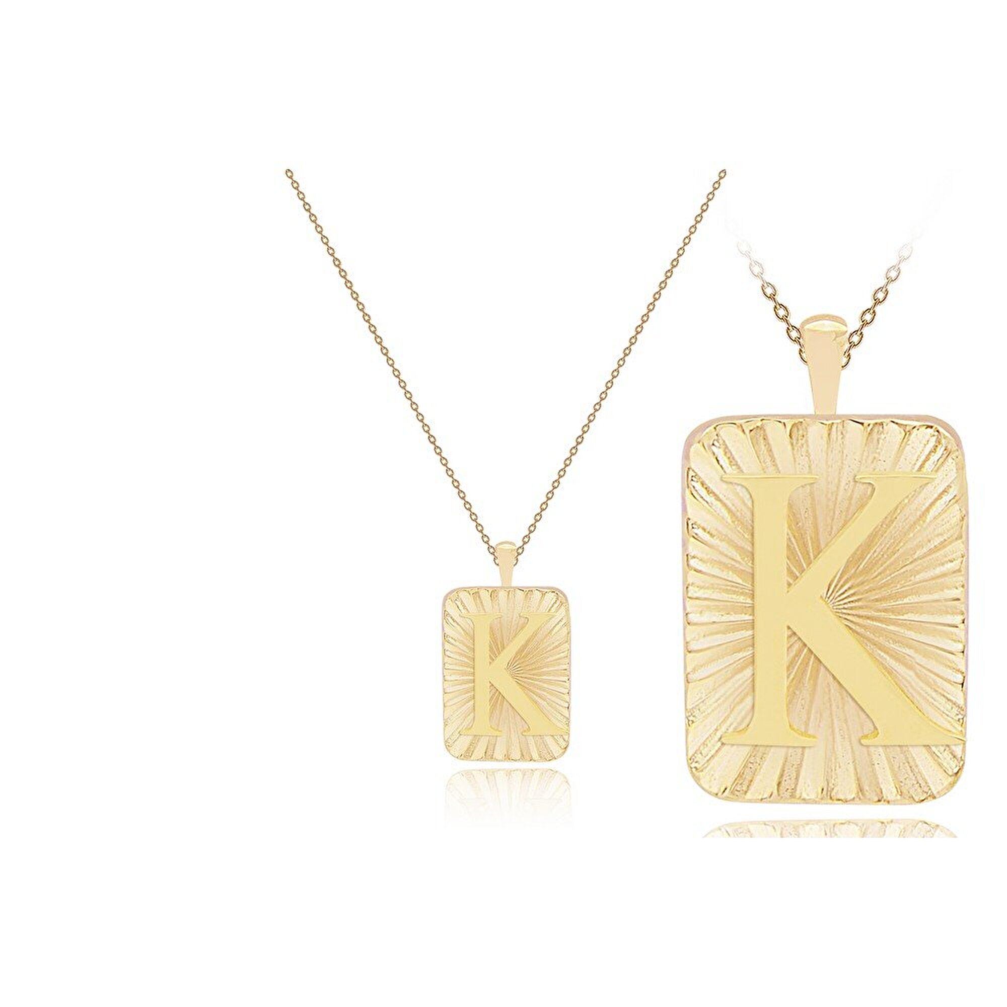 14 Ayar K Harf Plaka Kolye