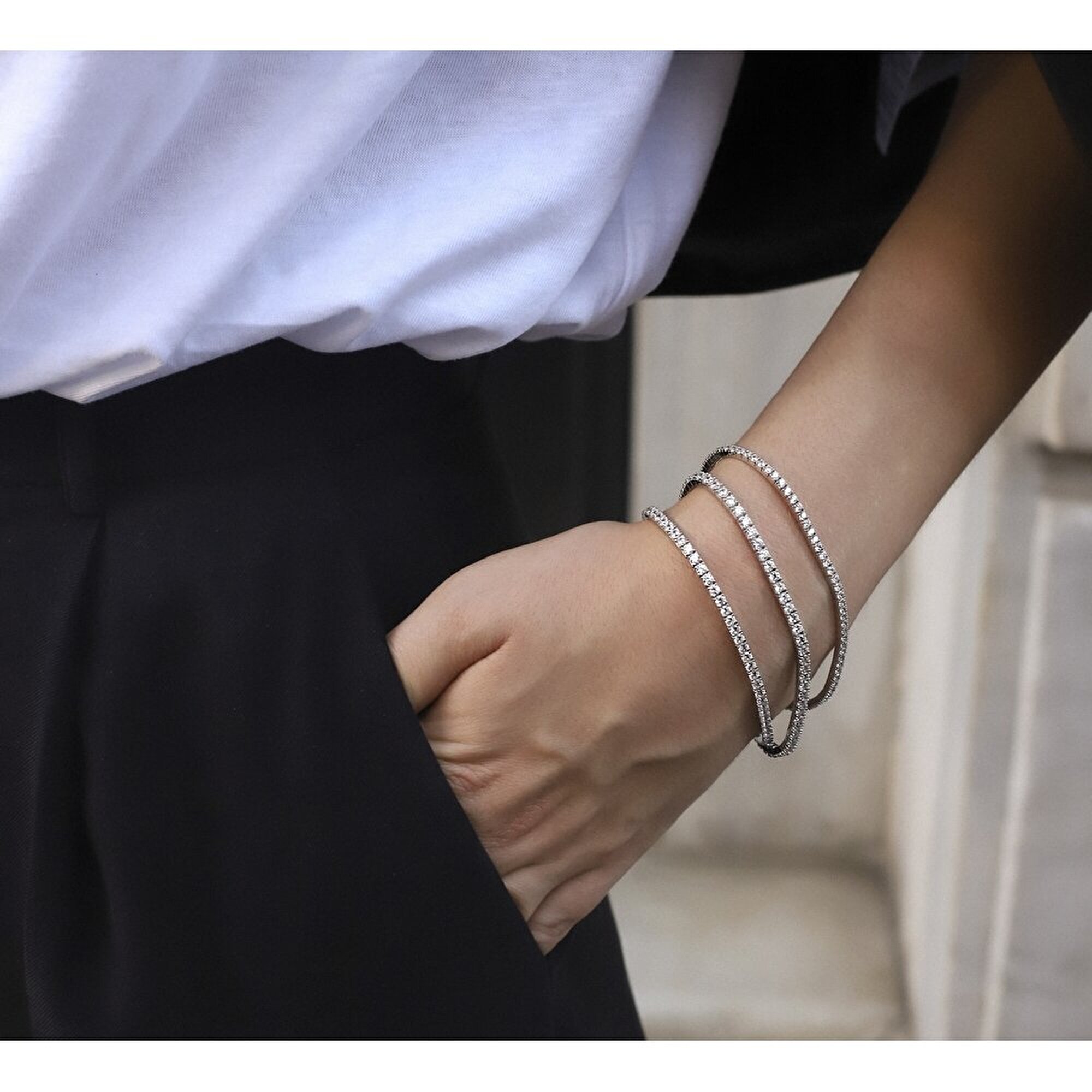 14 Ayar Beyaz Altın Su Yolu Bileklik