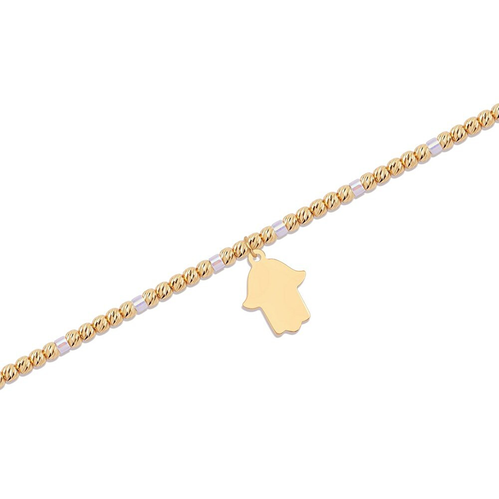 14 Ayar Sarı Altın Beyaz Taşlı Dorika Bileklik