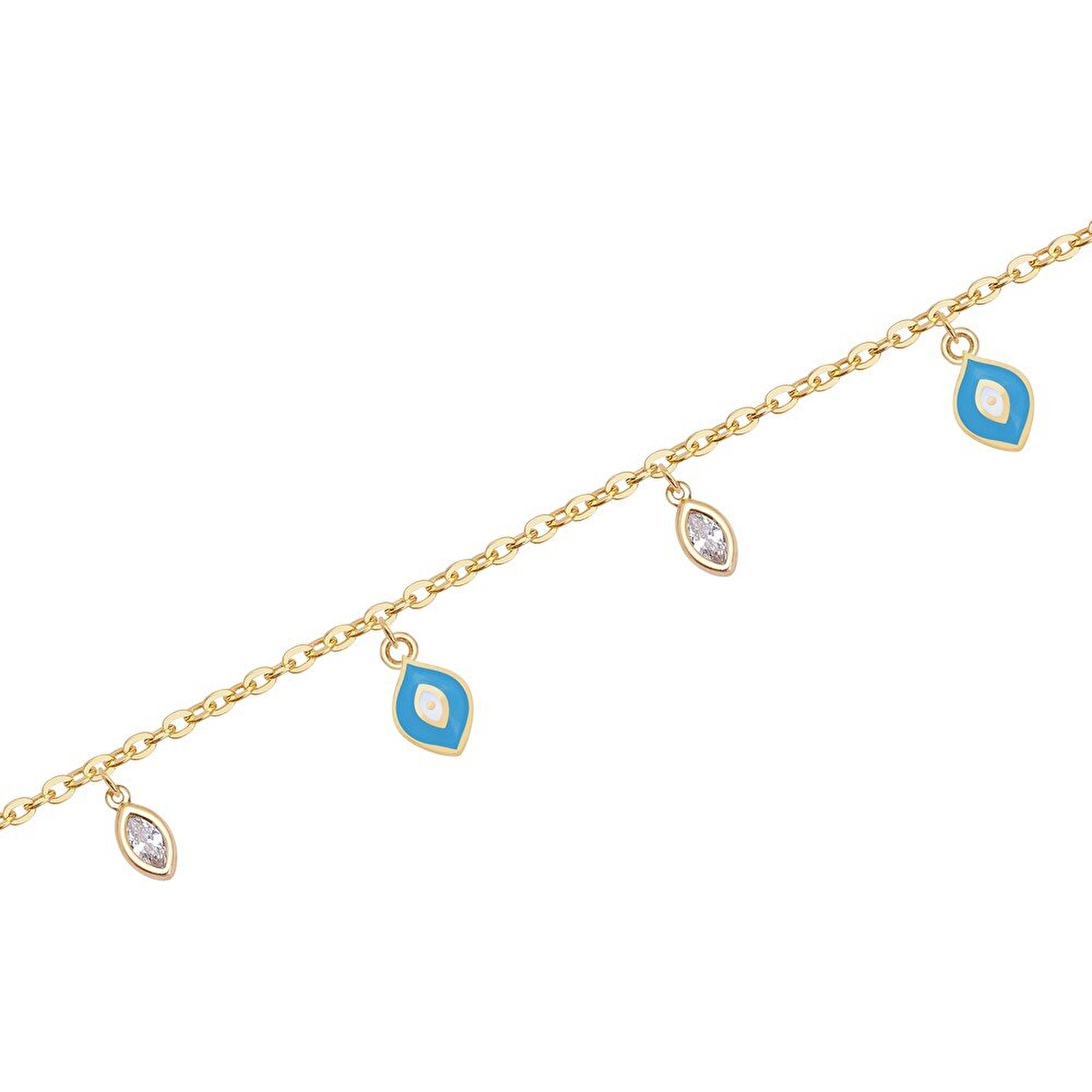 14 Ayar Sarı Altın Nazar Boncuklu Bileklik