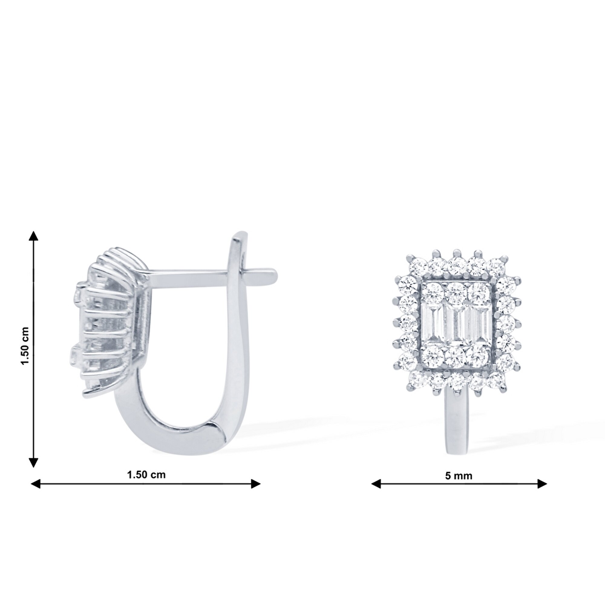 14 Ayar Beyaz Altın Baget Küpe