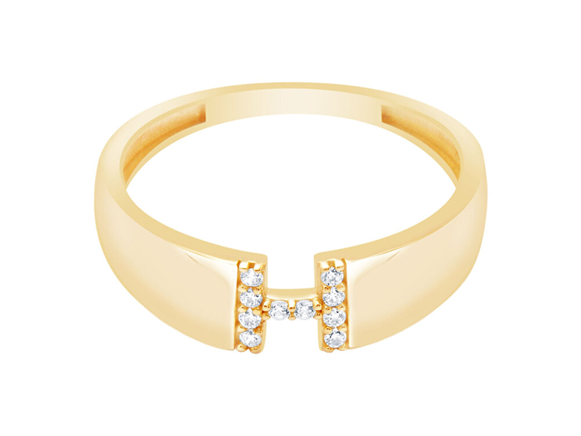 14 Ayar Sarı Altın H Harf Yüzük