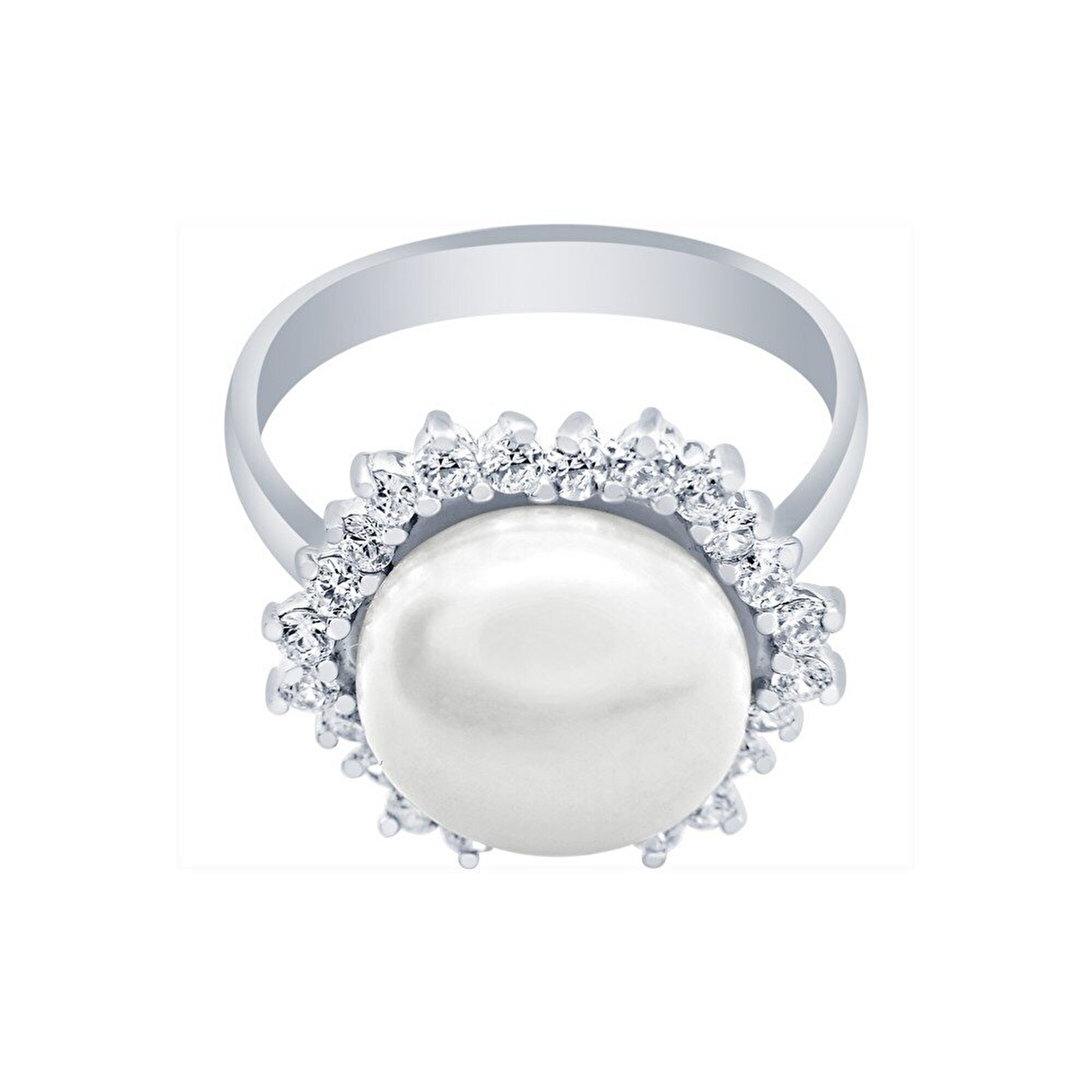 14 Ayar Beyaz Altın İnci Yüzük