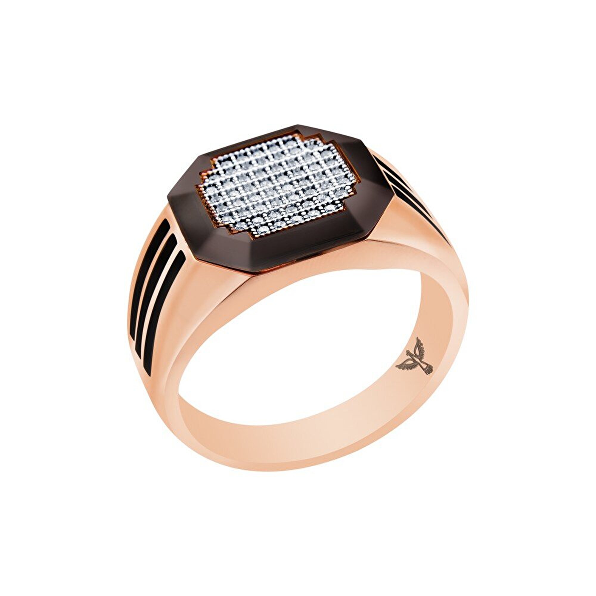 14 Ayar Rose-Siyah Altın Erkek Yüzük