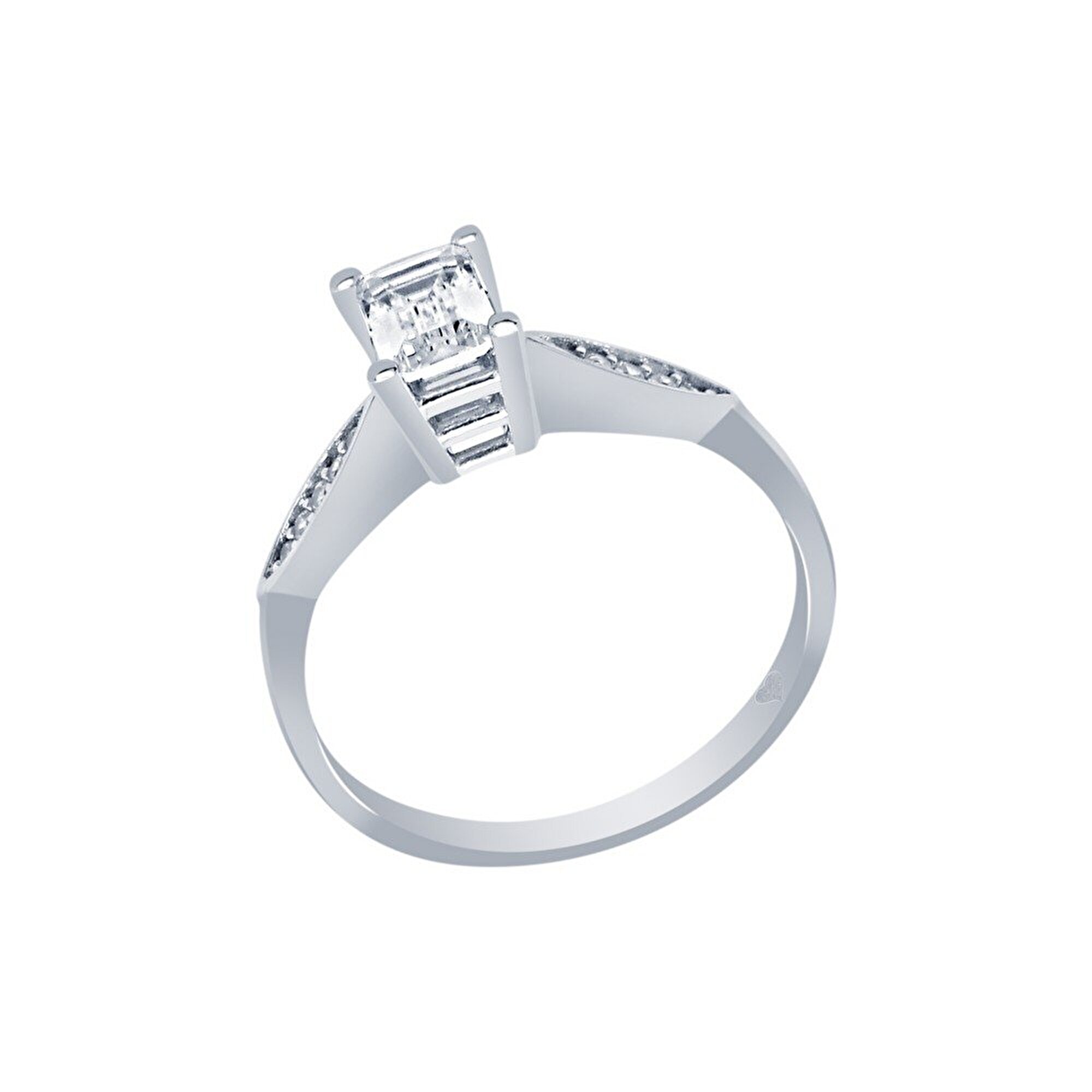 14 Ayar Beyaz Altın Tektaş Yüzük