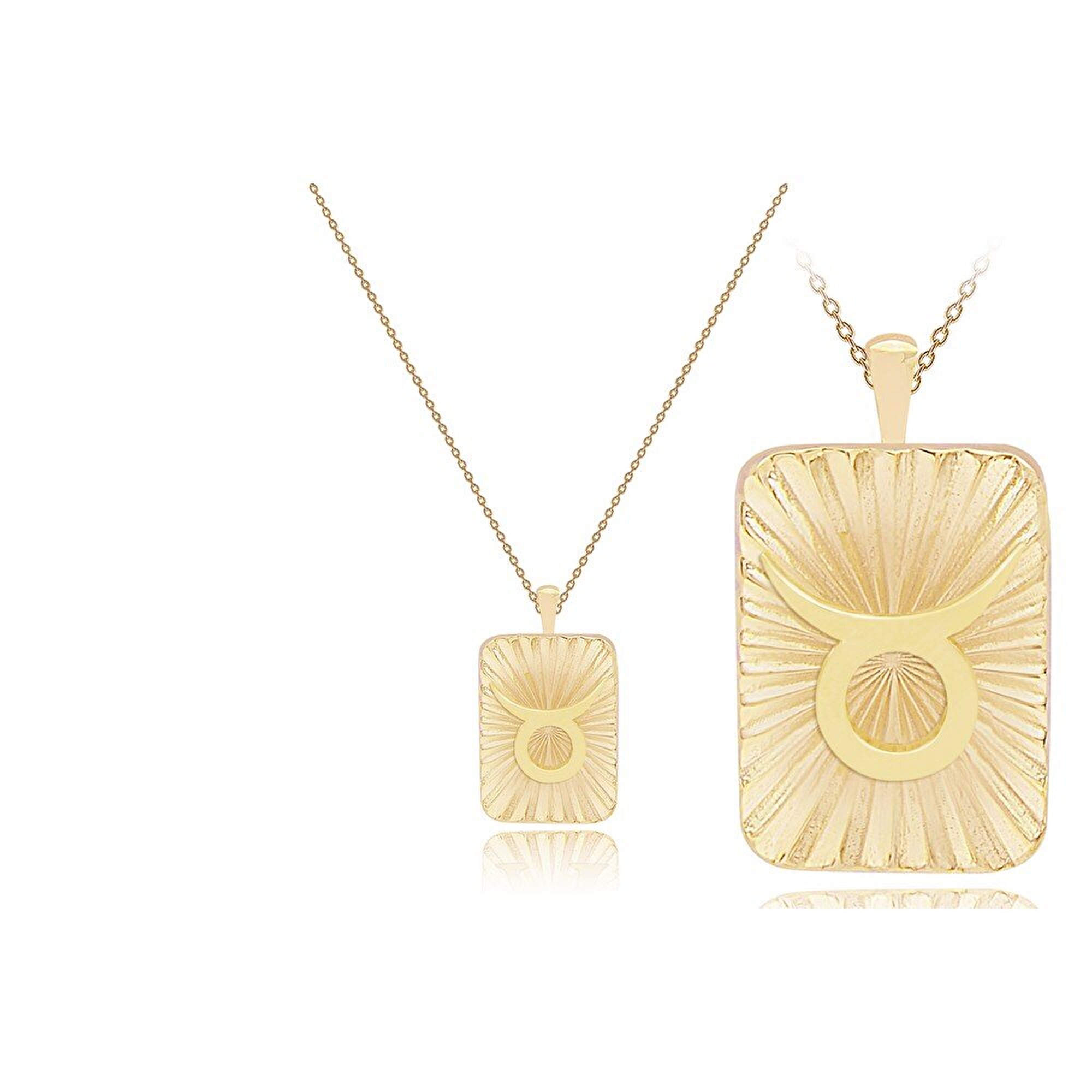 14 Ayar Boğa Burç Plaka Kolye