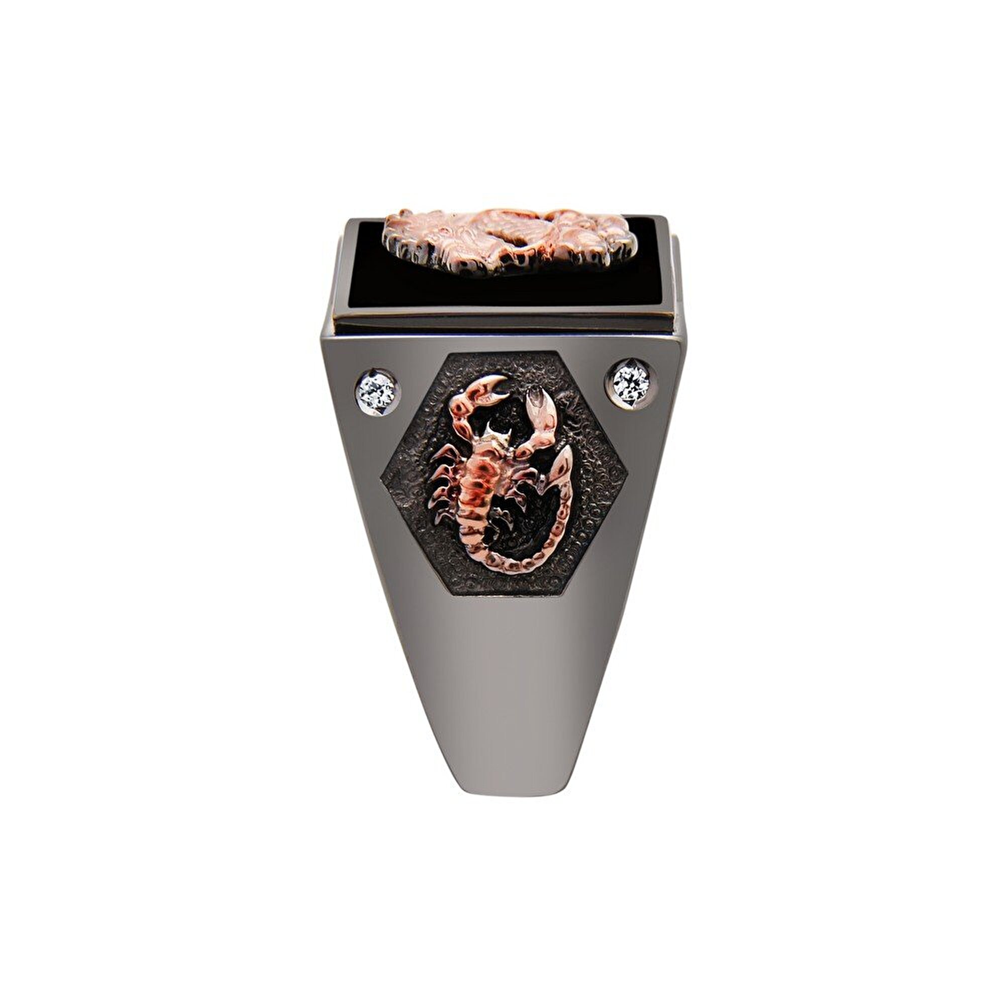 14 Ayar Siyah-Rose Altın Erkek Yüzük