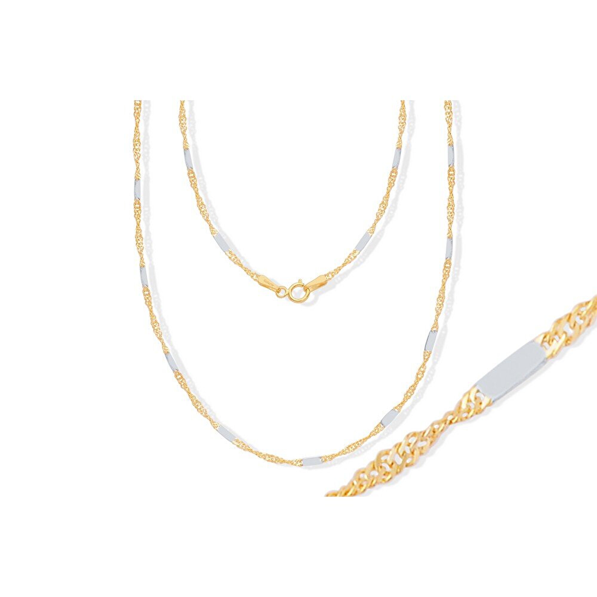 14 Ayar Sarı-Beyaz Altın Trend Zincir