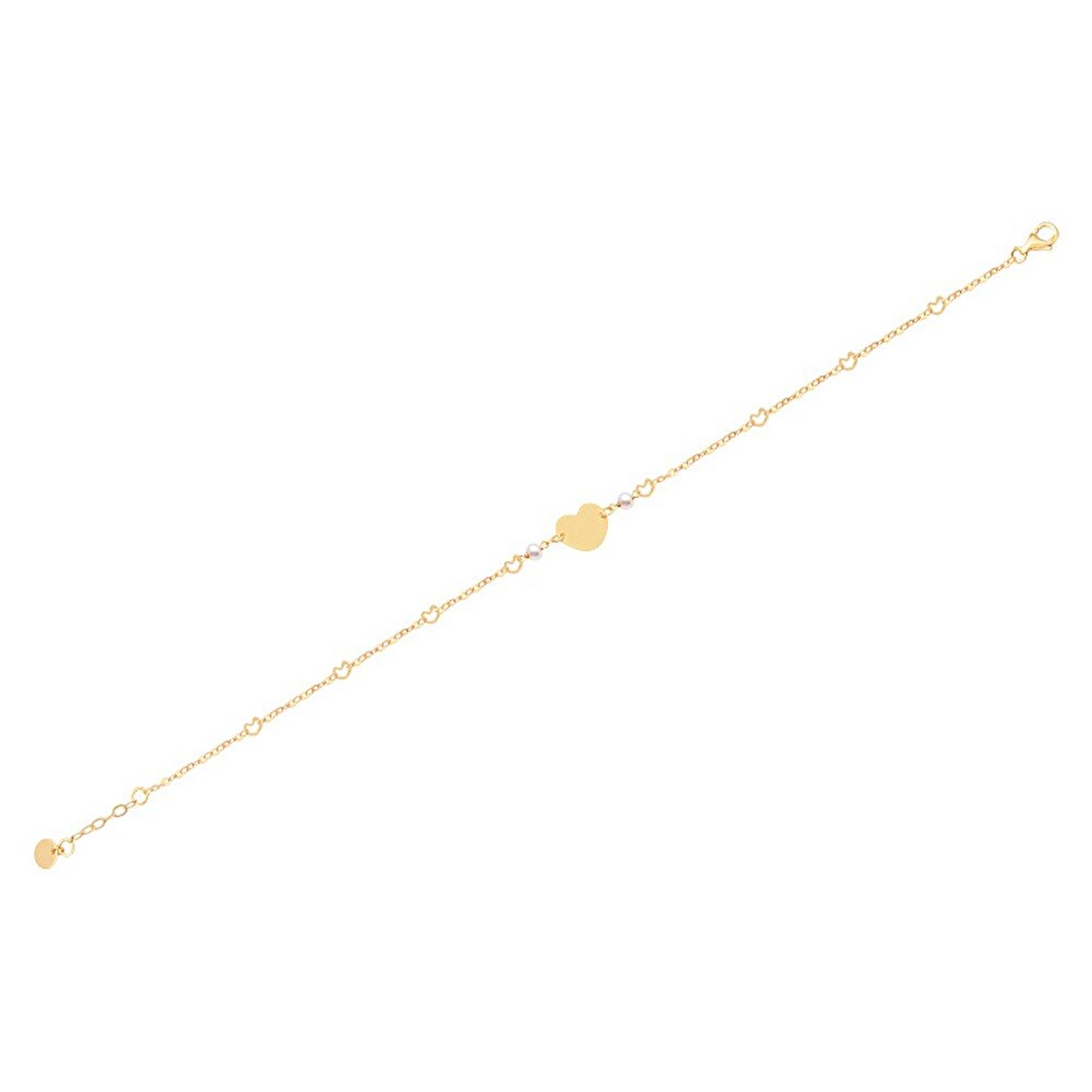 14 Ayar Sarı Altın Kalp Minimal Bileklik