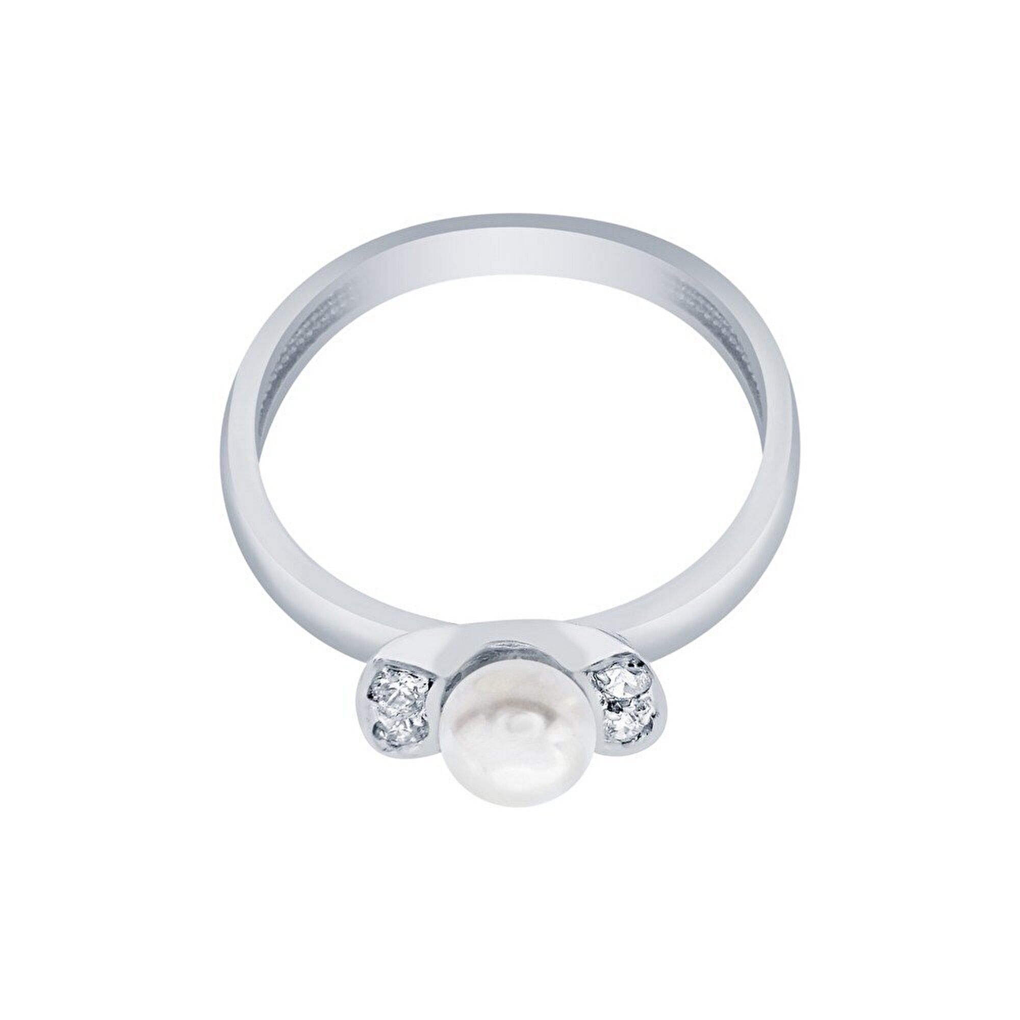14 Ayar Beyaz Altın İnci Yüzük