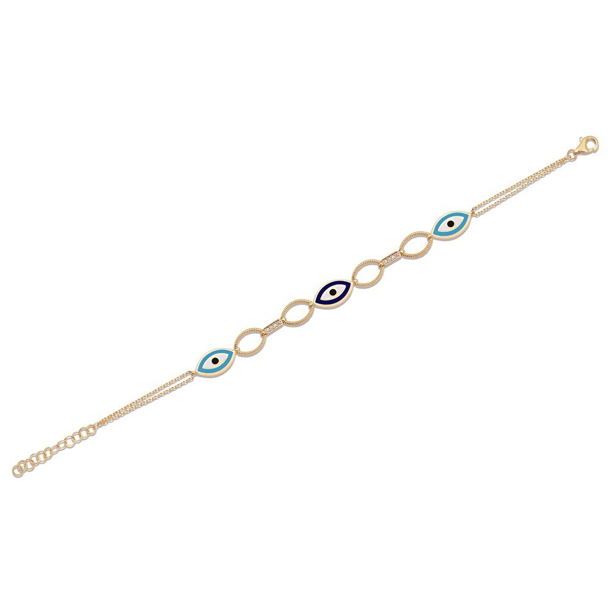 14 Ayar Sarı Altın Nazar Boncuklu Bileklik