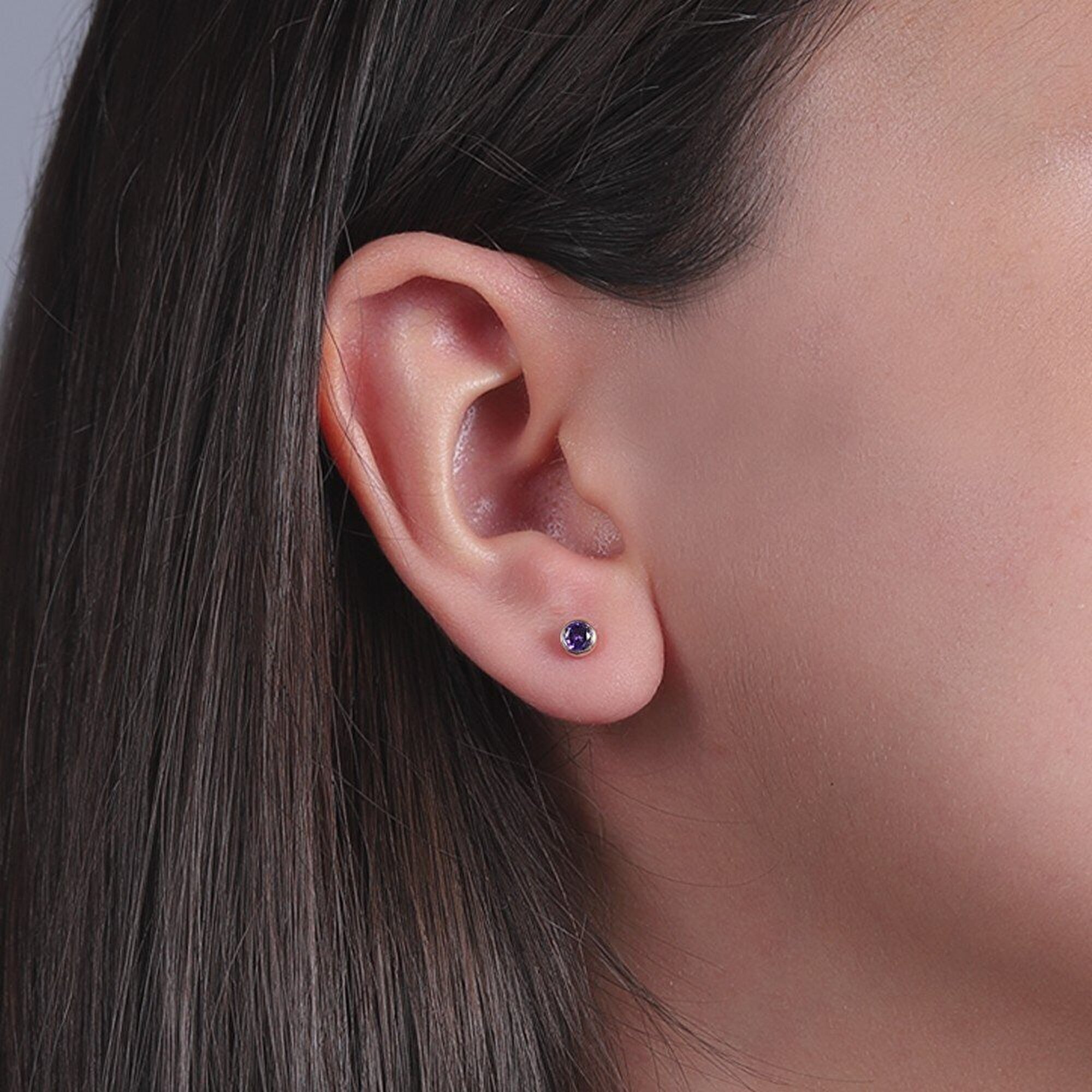 14 Ayar Sarı Altın Şubat Doğum Taşı Küpe