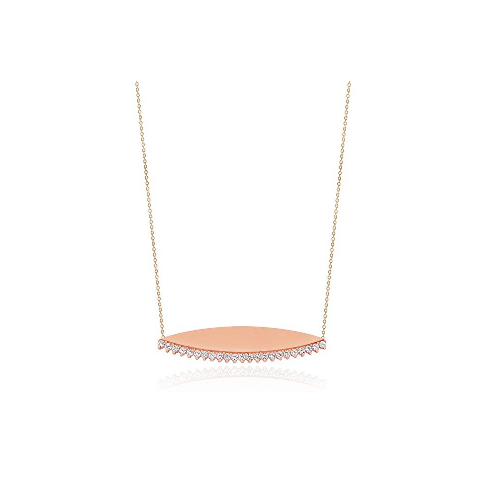 14 Ayar Rose Altın Plaka Kolye