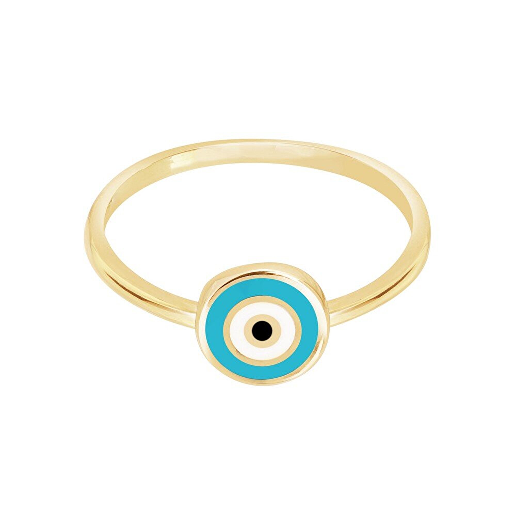 14 Ayar Sarı Altın Mavi Mineli Göz Yüzük