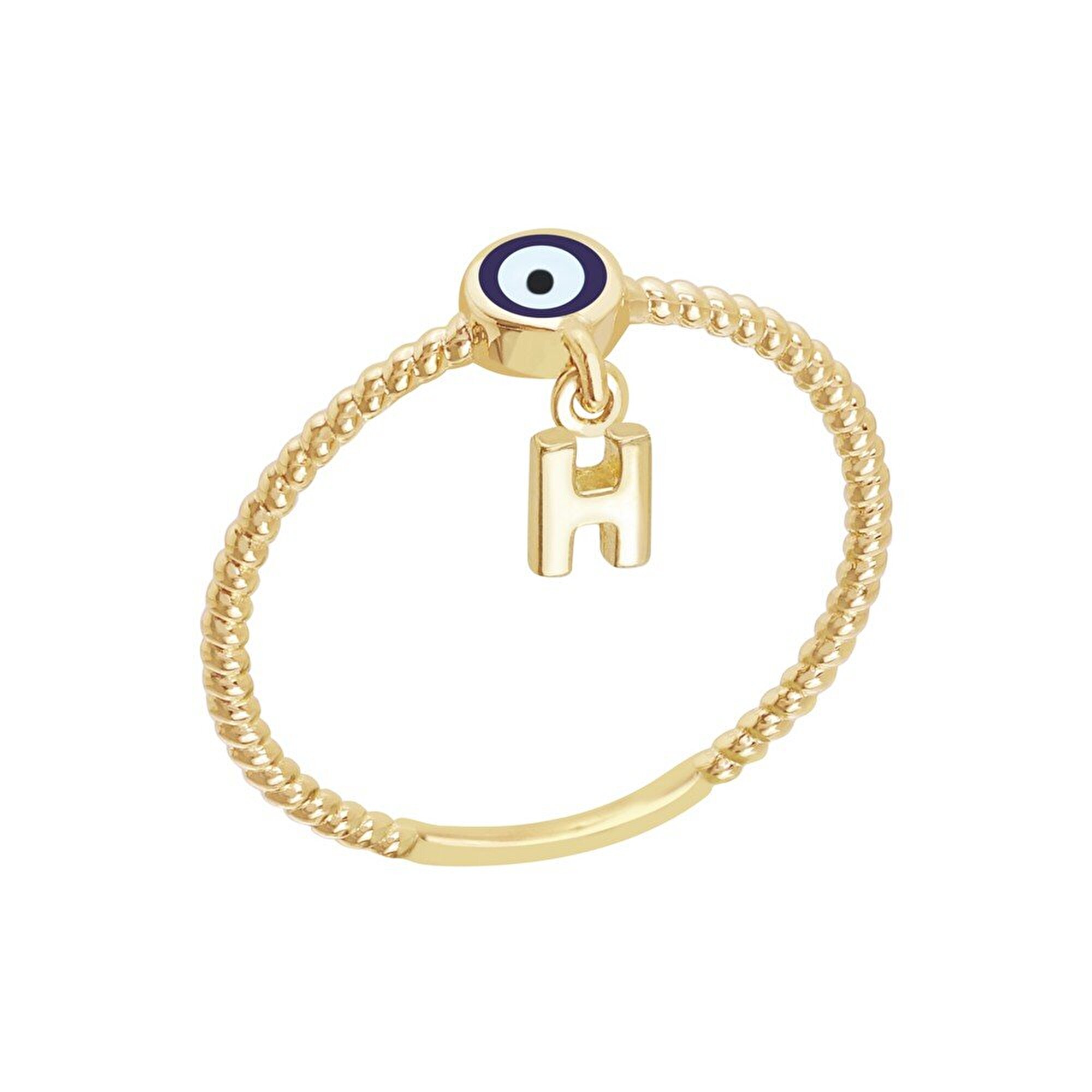 14 Ayar Sarı Altın H Harf Yüzük