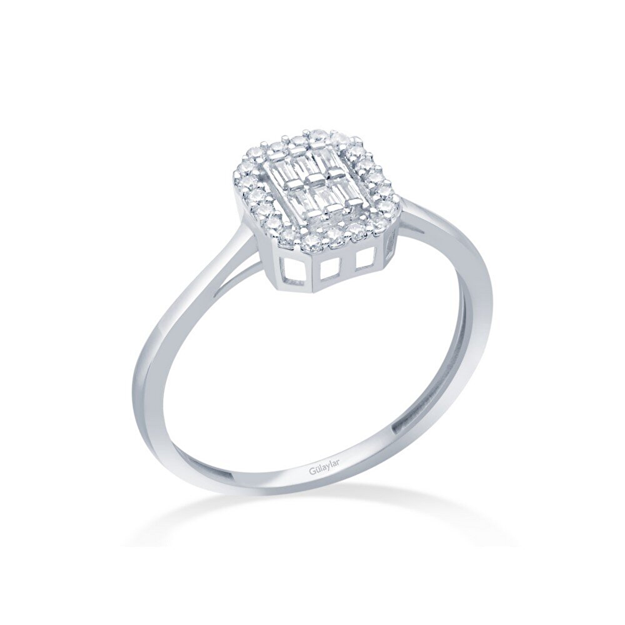 8 Ayar Beyaz Altın Baget Yüzük