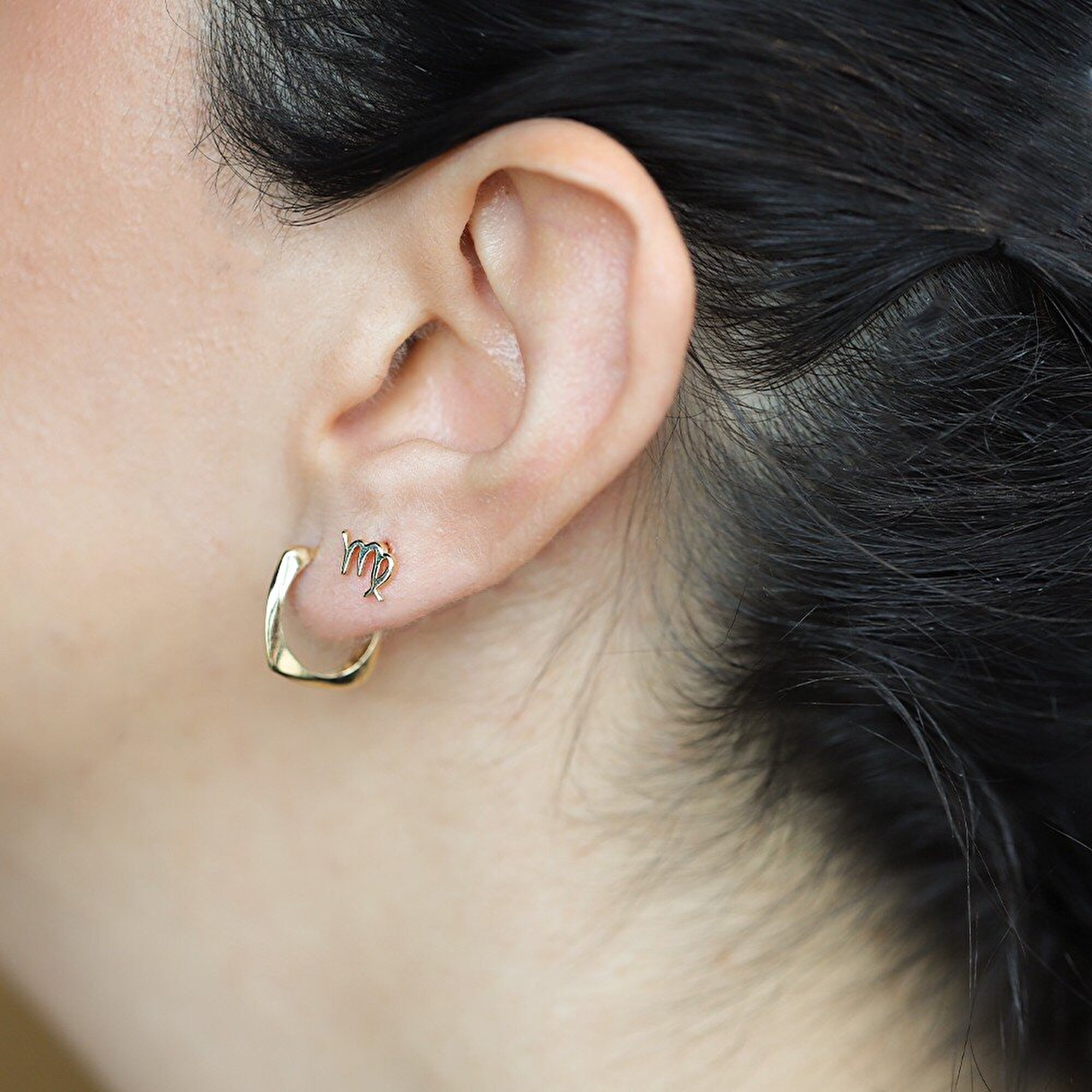 14 Ayar Sarı Altın Başak Burç Küpe