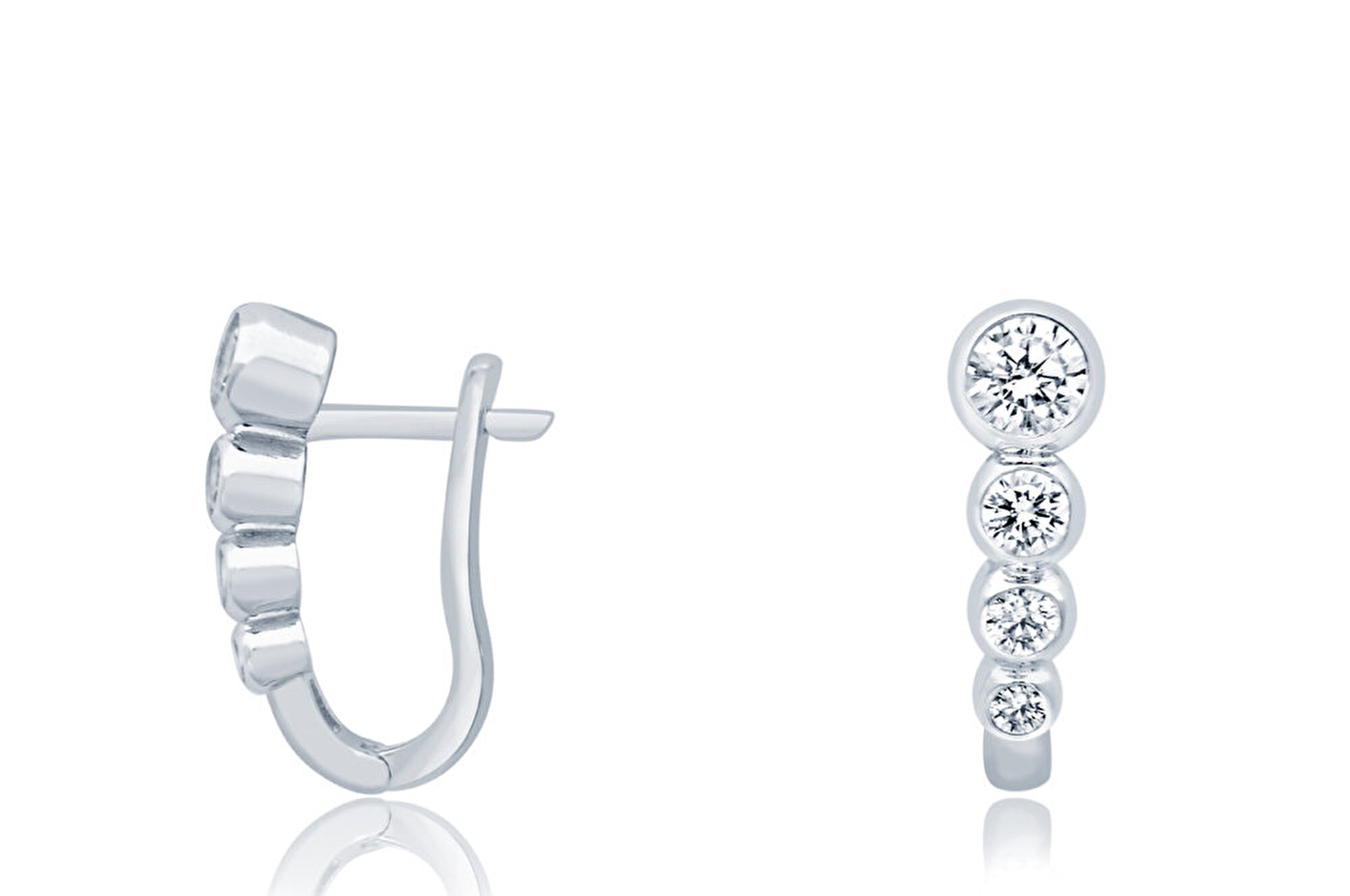 14 Ayar Beyaz Altın J Küpe