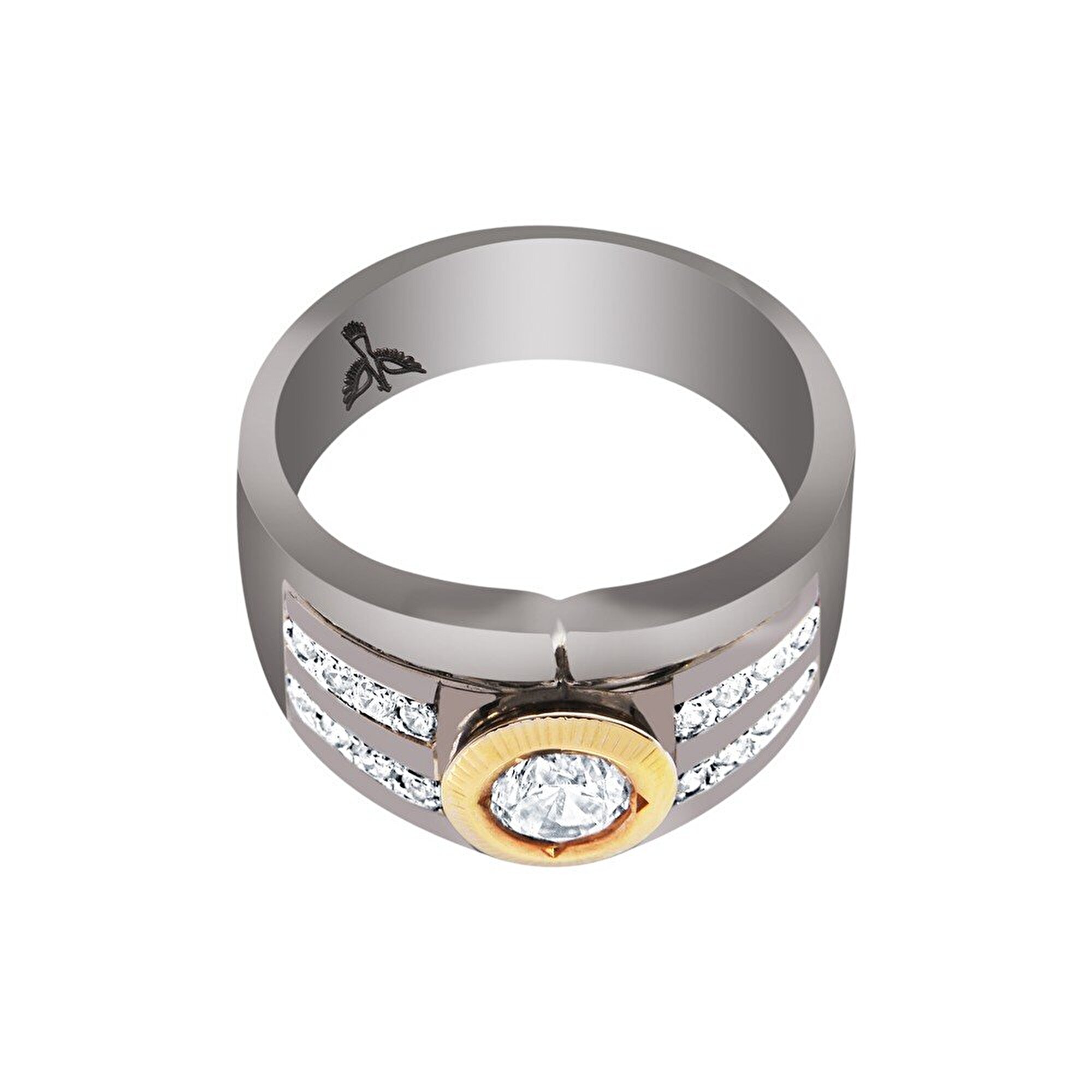 14 Ayar Siyah-Sarı Altın Erkek Yüzük