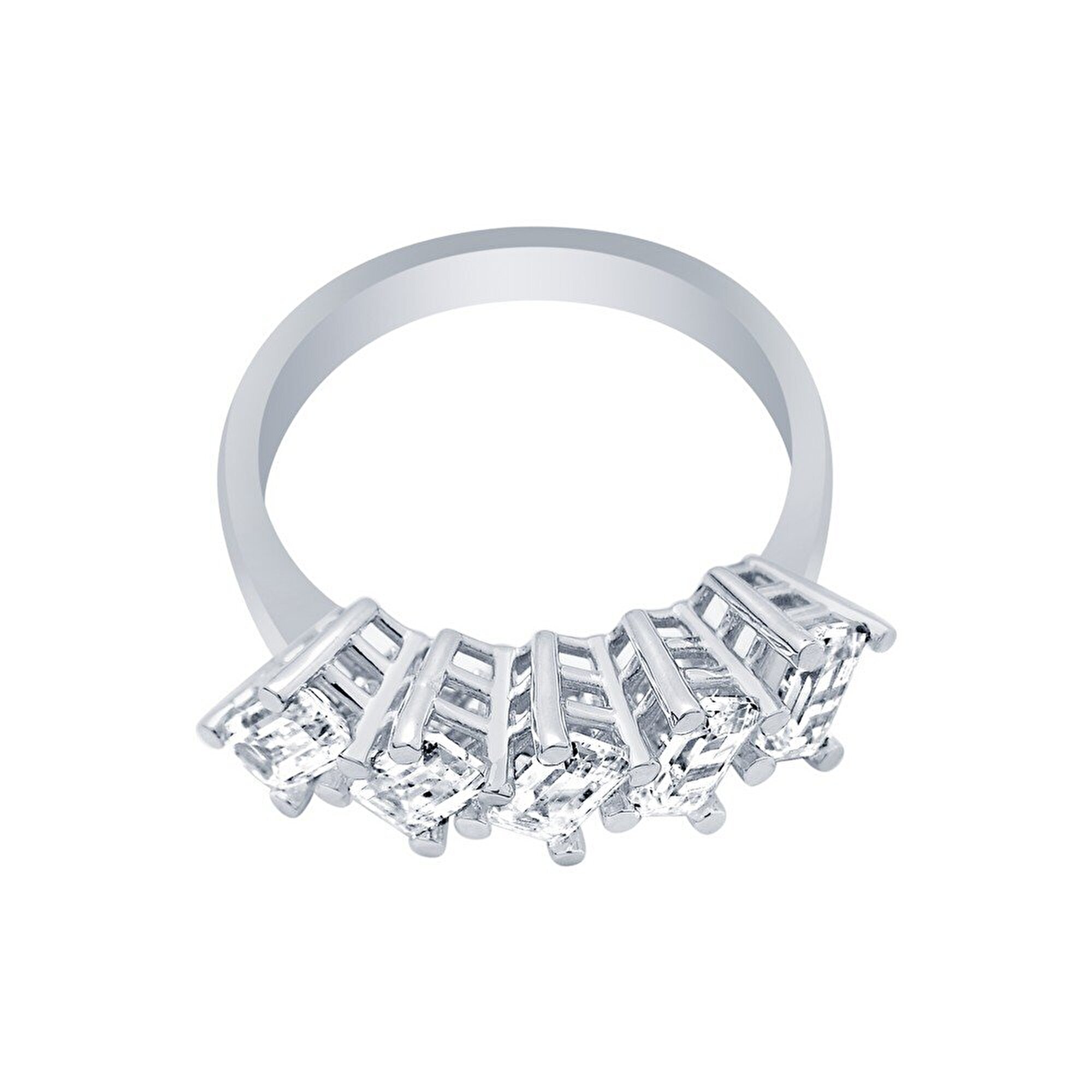 14 Ayar Beyaz Altın Beştaş Yüzük