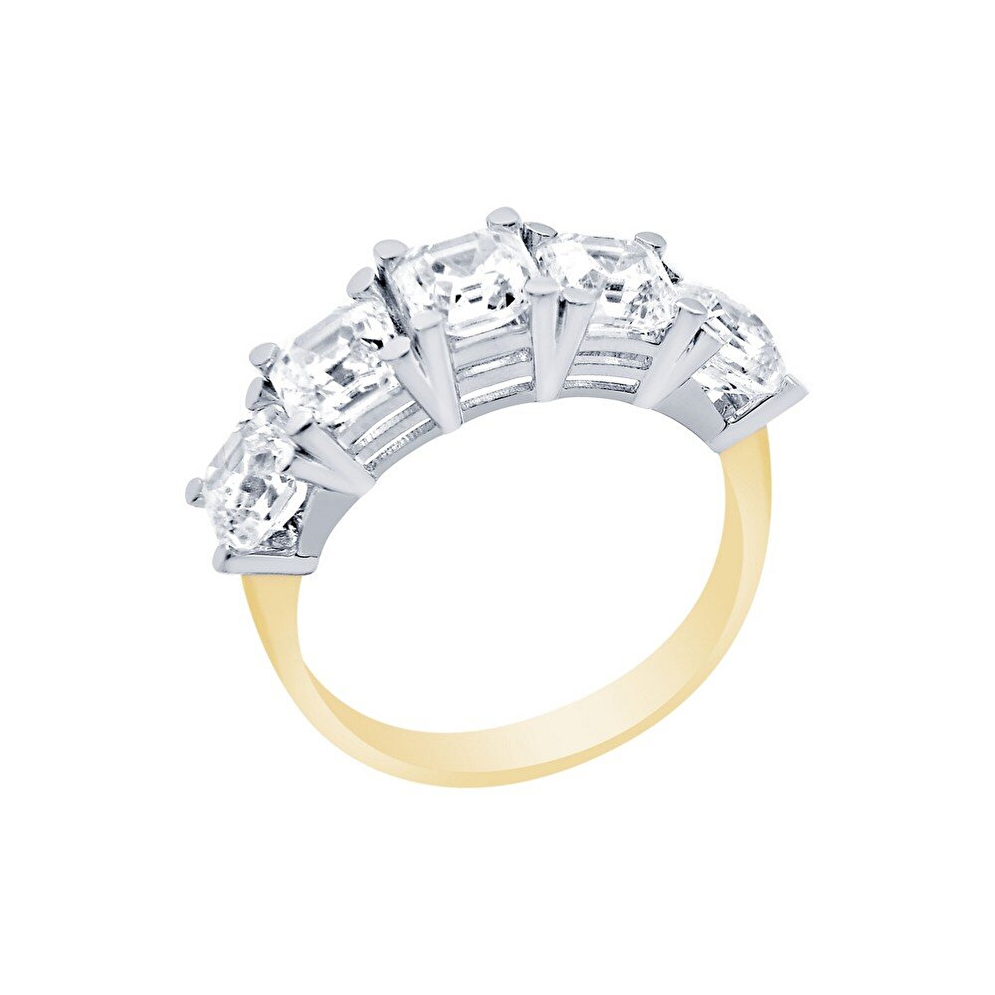 14 Ayar Sarı-Beyaz Altın Beştaş Yüzük