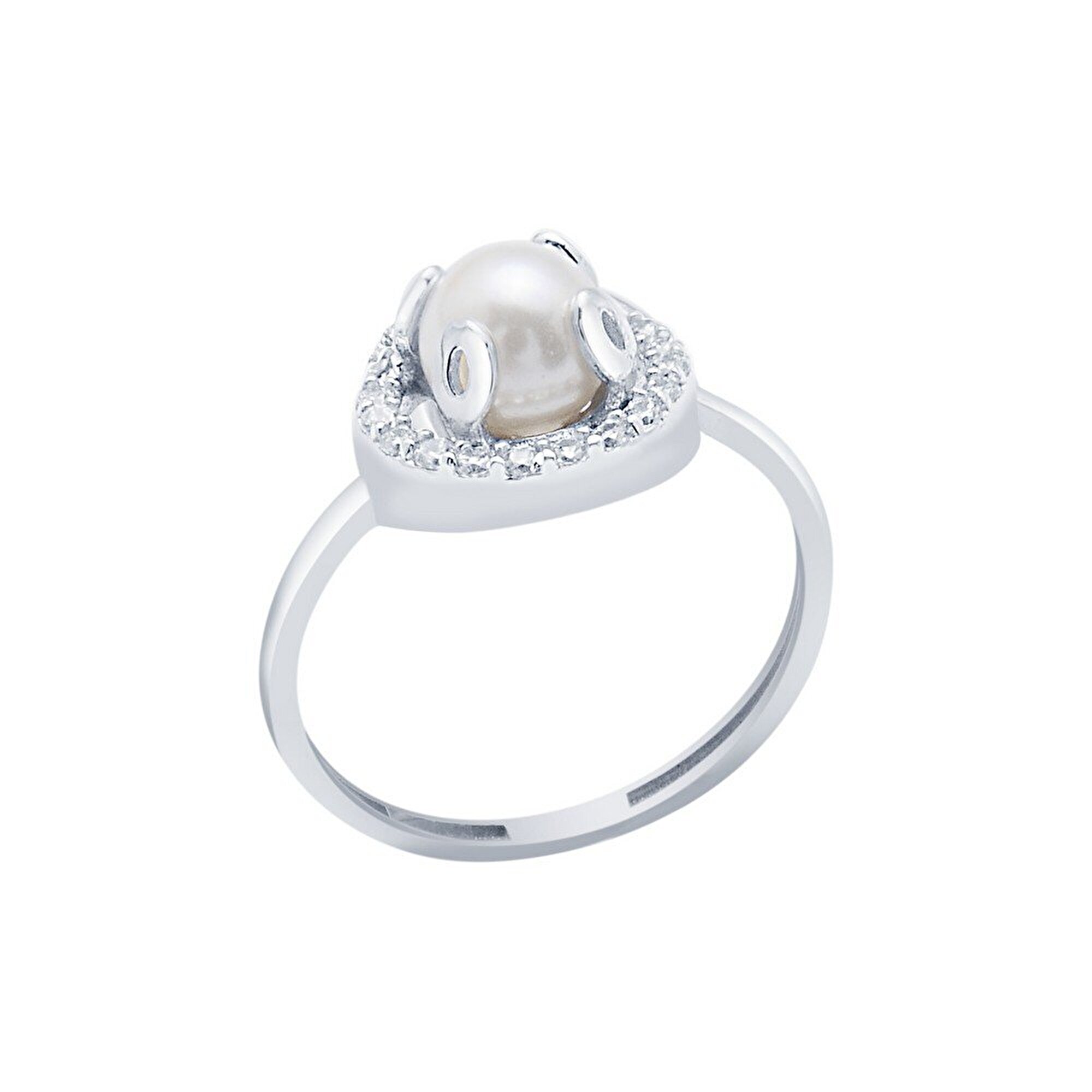 14 Ayar Beyaz Altın İnci Yüzük