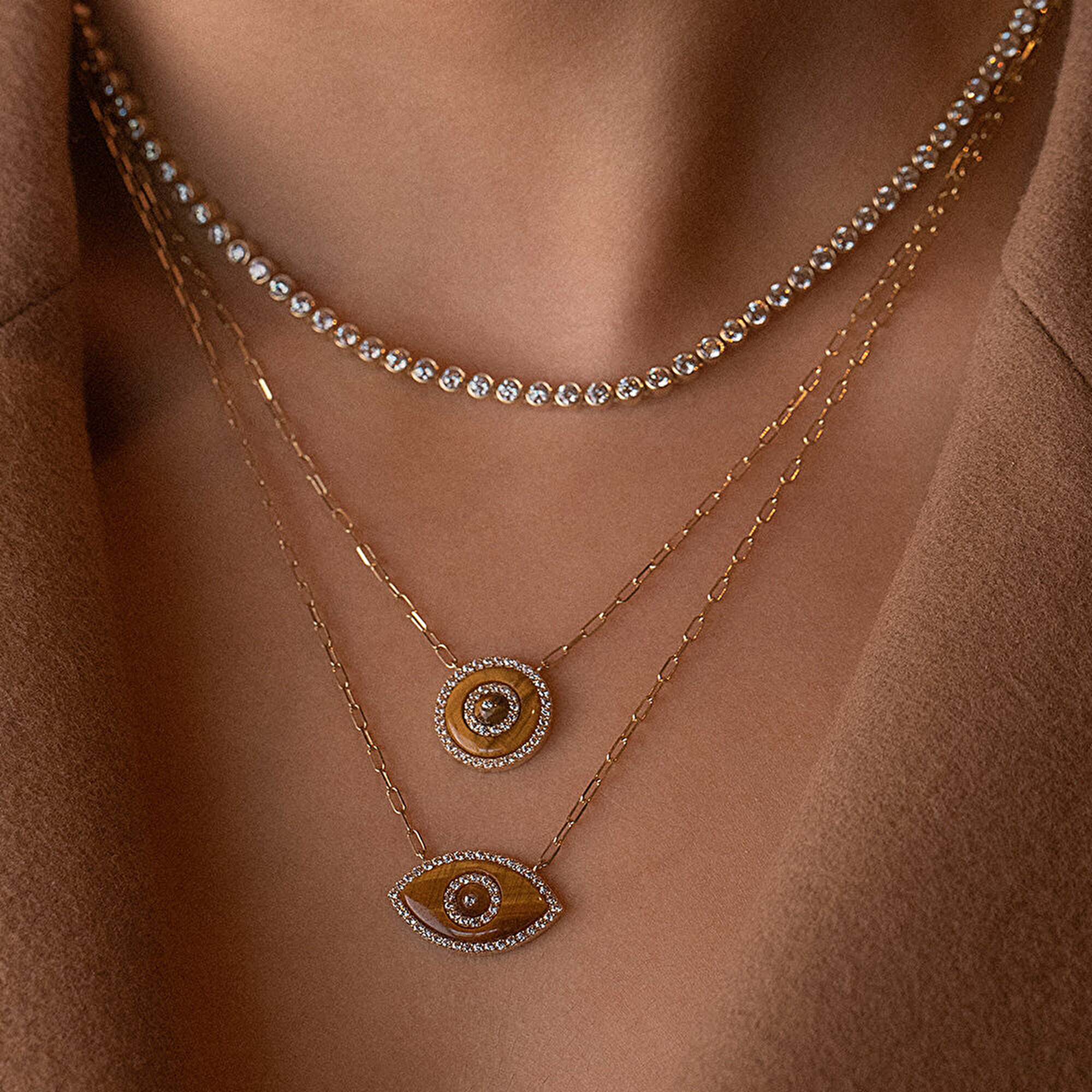 14 Ayar Sarı Altın Göz Figürlü Kolye